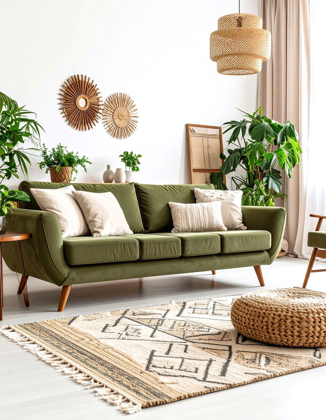 Mid Century Modern Olive Living Room - 25 olive green room ideas