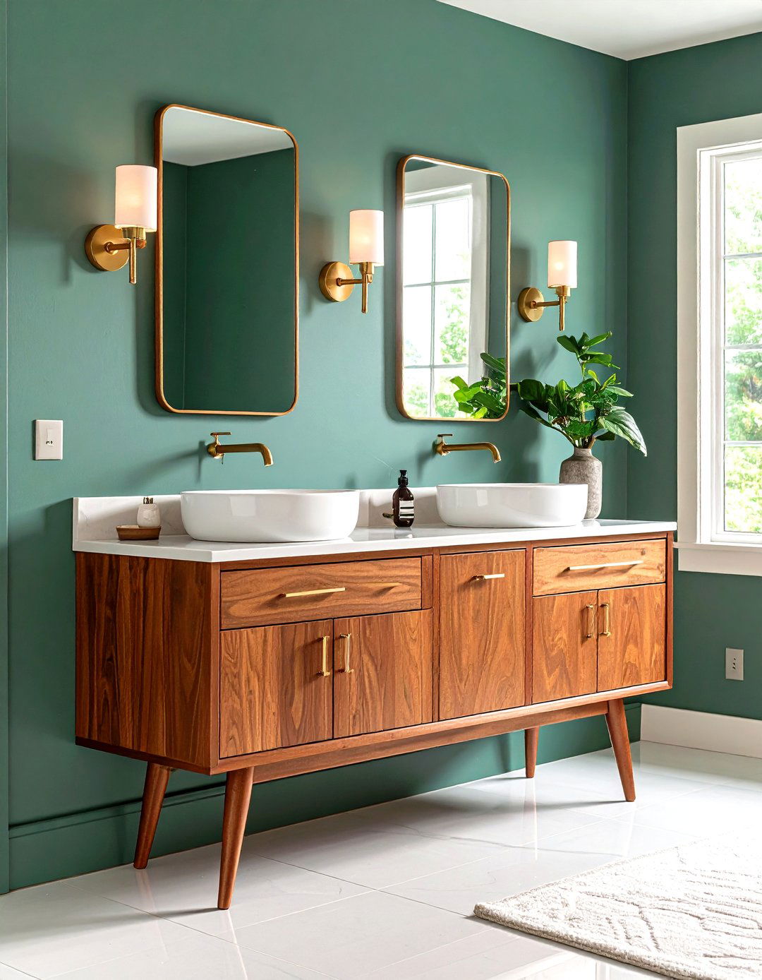 Mid Century Teak Wood Bathroom Vanity Nods to Retro Cool - 25 Wood Bathroom Vanity Ideas