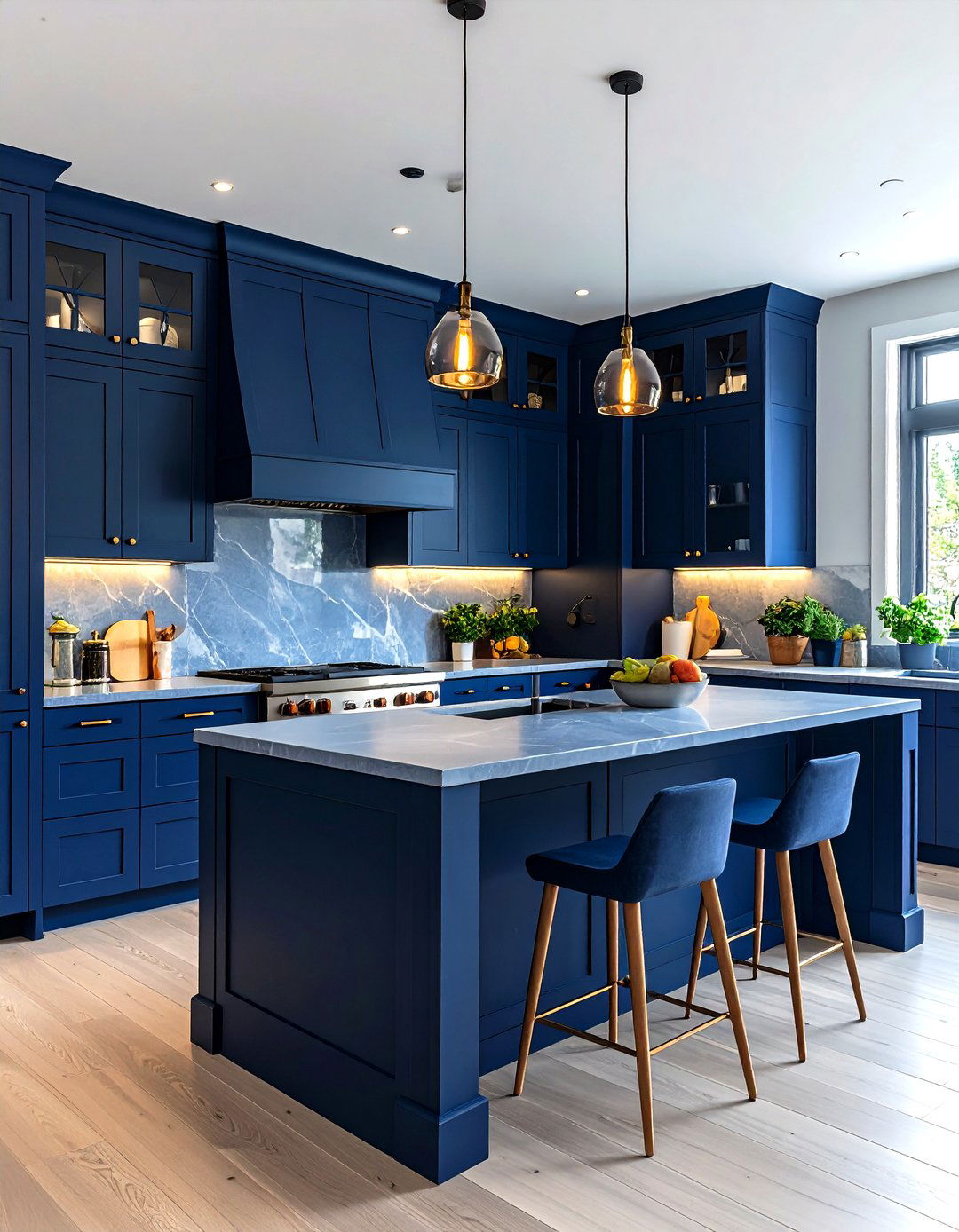 Midnight Blue Cabinets - 25 painting kitchen cabinet ideas