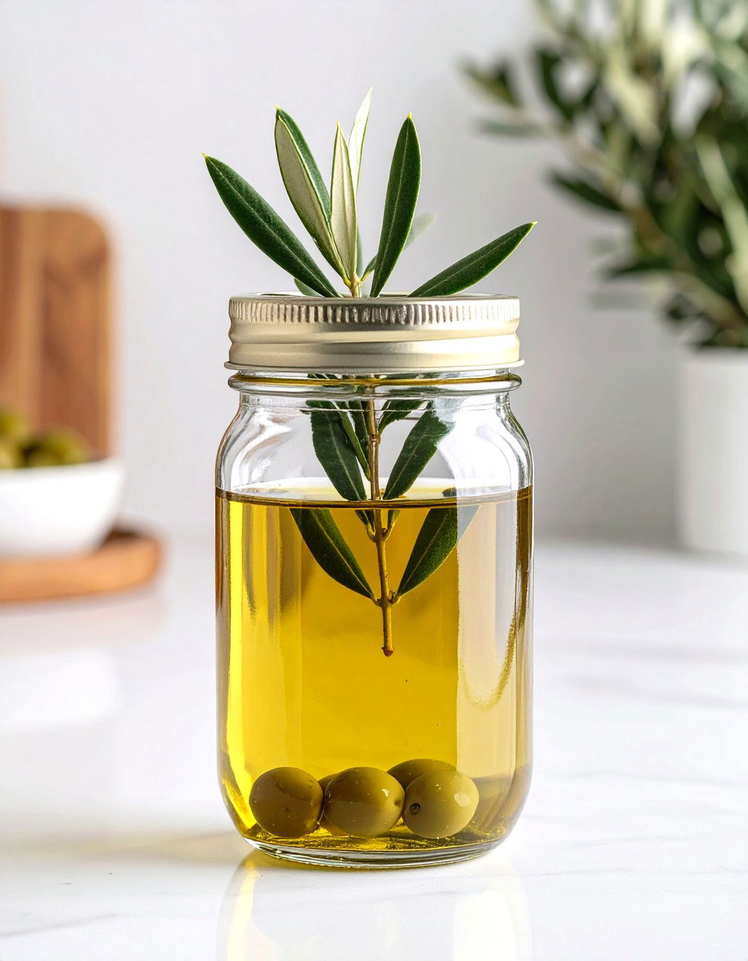 Minimal Olive Branch Naked Jar - 25 mason jar wedding centerpieces