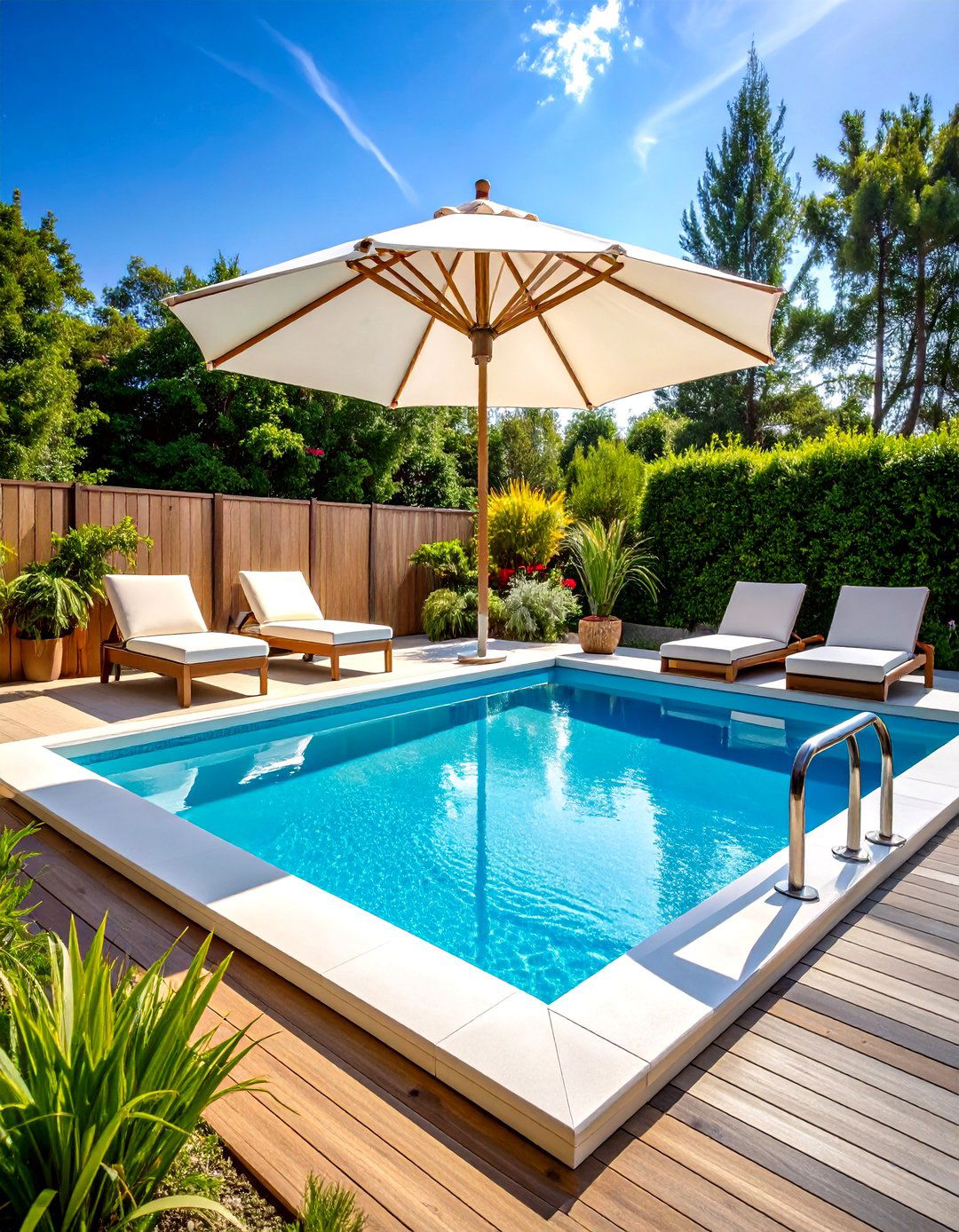 Minimalist All White Pool Makes a Modern Statement - 25 above ground pool ideas