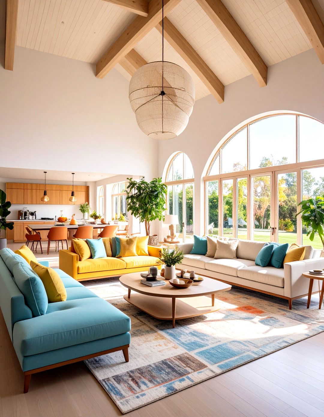 Minimalist Furniture Layout To Emphasize Space - 25 open concept vaulted ceiling living room ideas