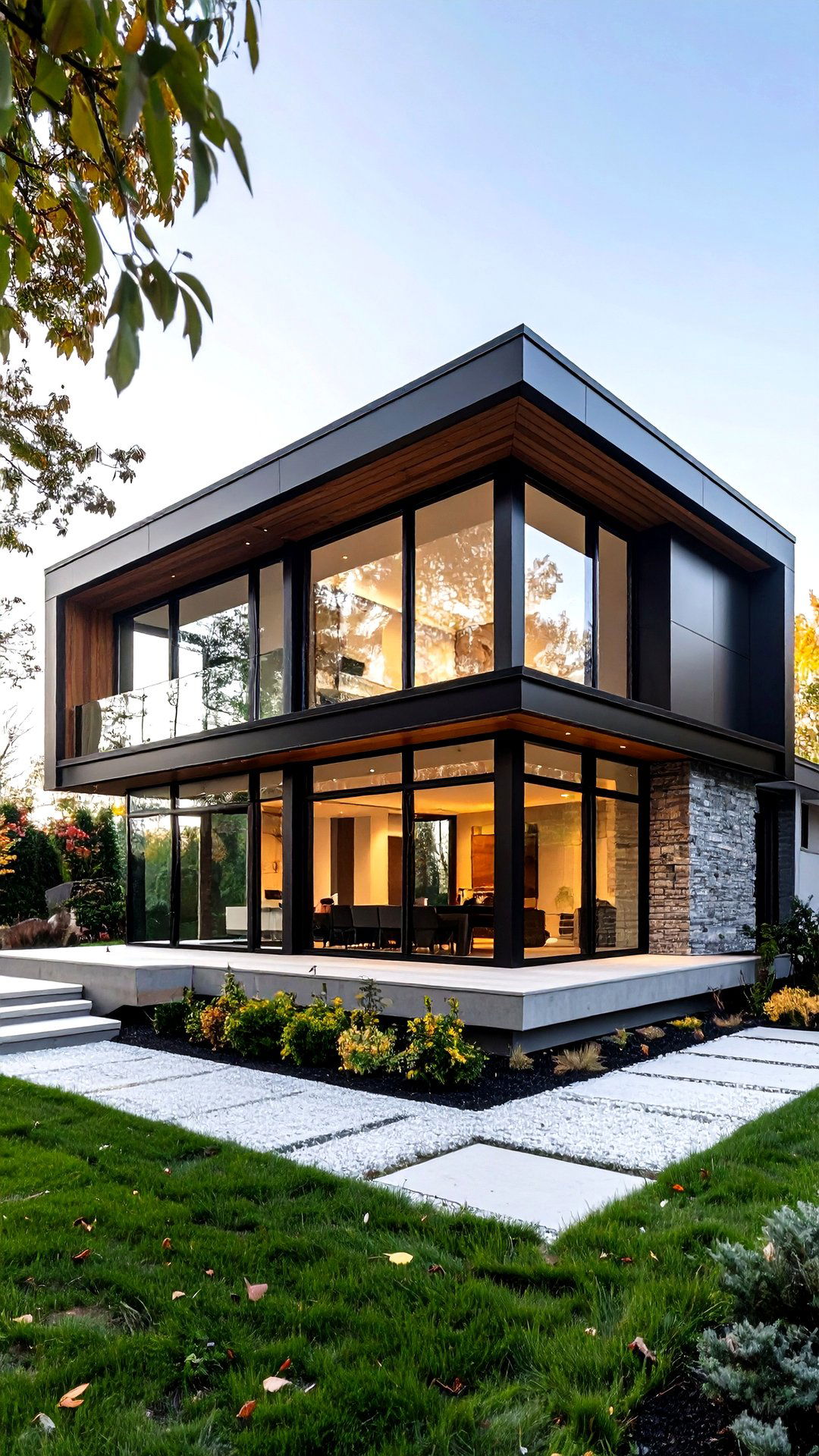 Minimalist Glass and Black Framing Finale - 25 black house exteriors & paint colors