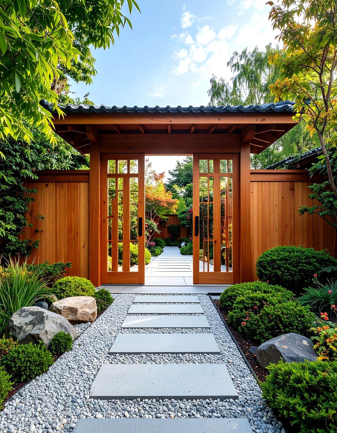 Minimalist Japanese Inspired Shoji Fence Gate - 25 Fence Gate Ideas