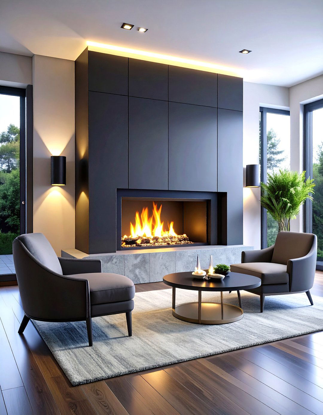 Minimalist Matte Black Fireplace Sconces - 25 fireplace sconces ideas