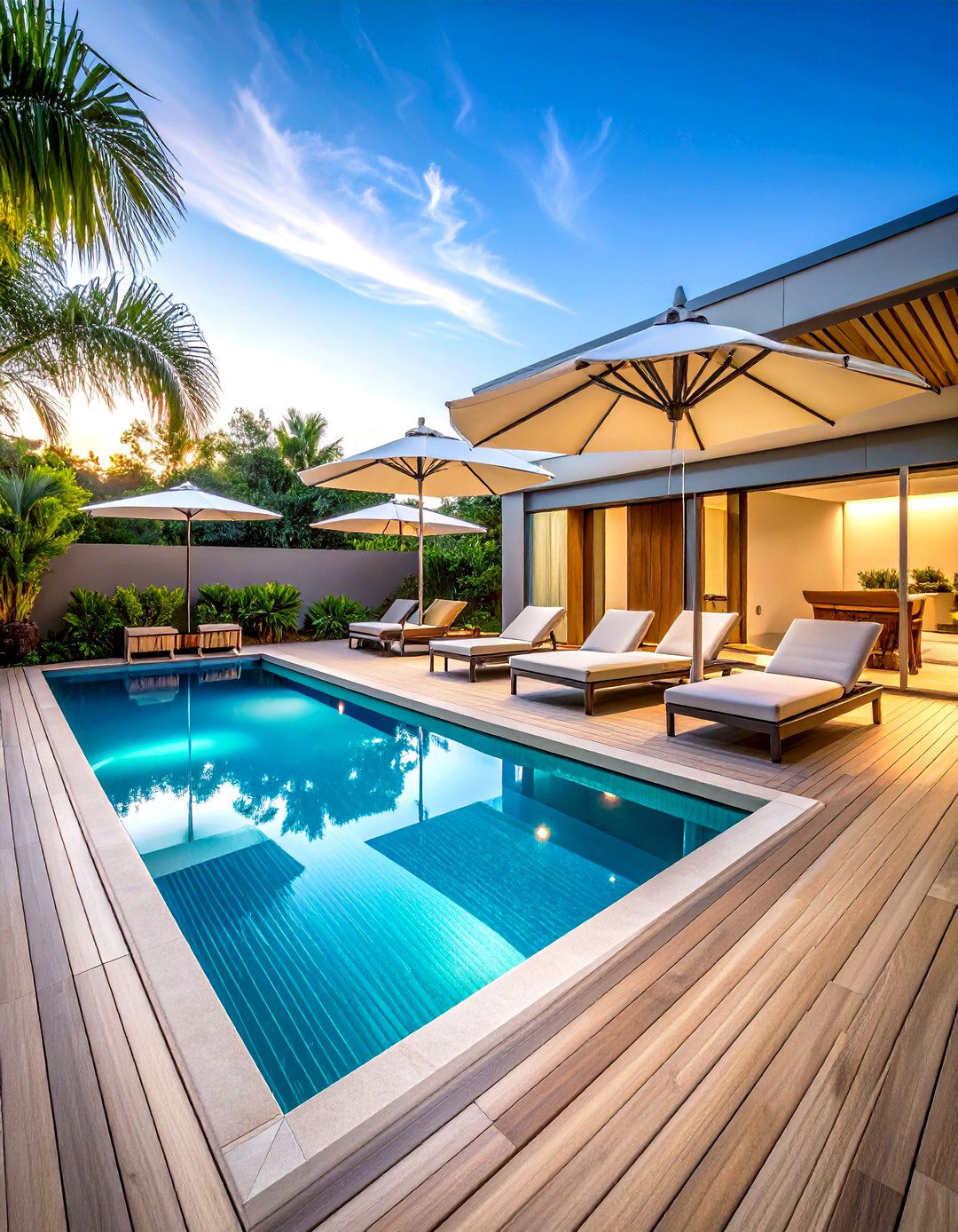 Minimalist Pool Deck with Cable Rails - 25 above-ground pool with deck ideas