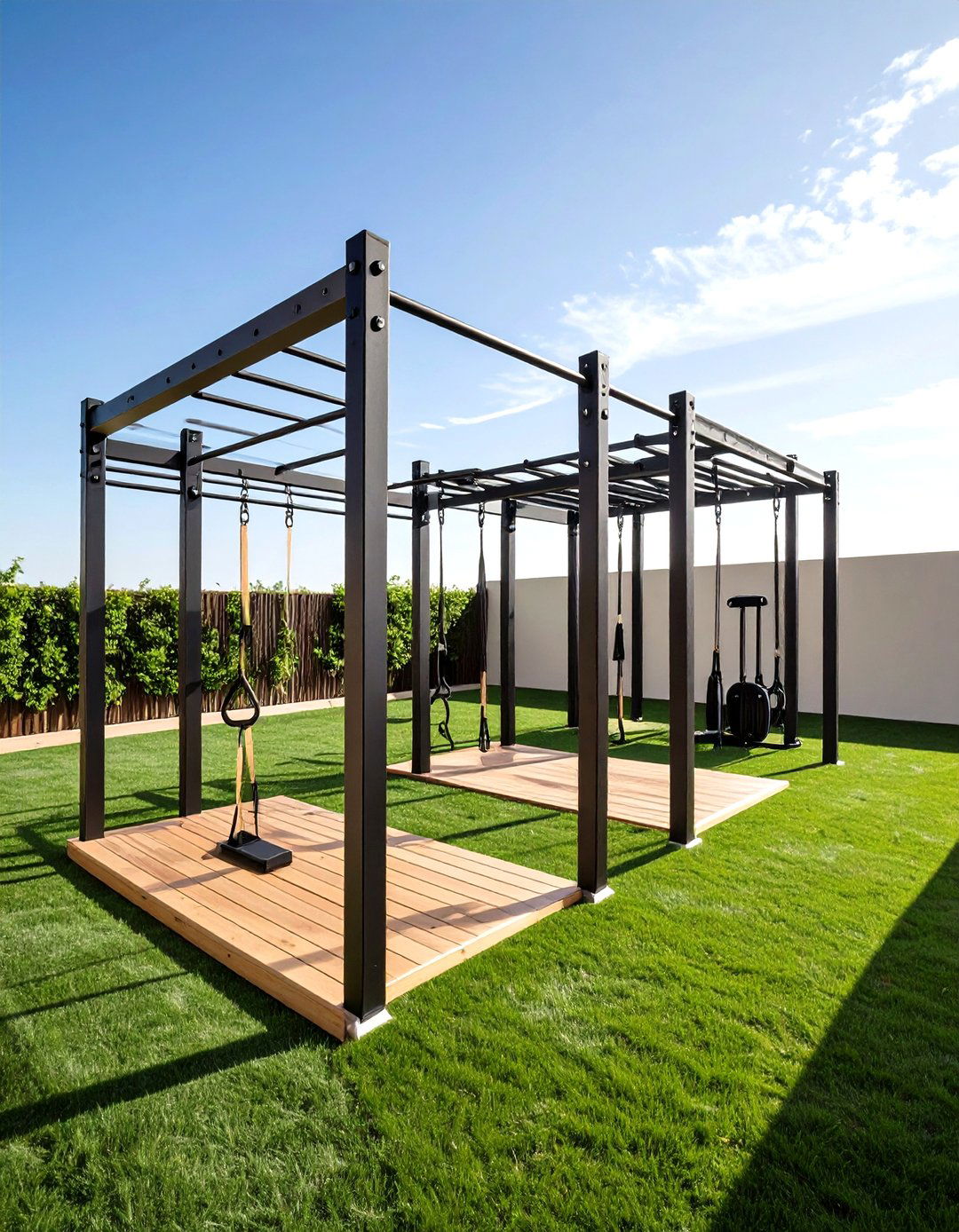 Minimalist Pull Up and Dip Station Outdoor Gym - 25 outdoor gym ideas