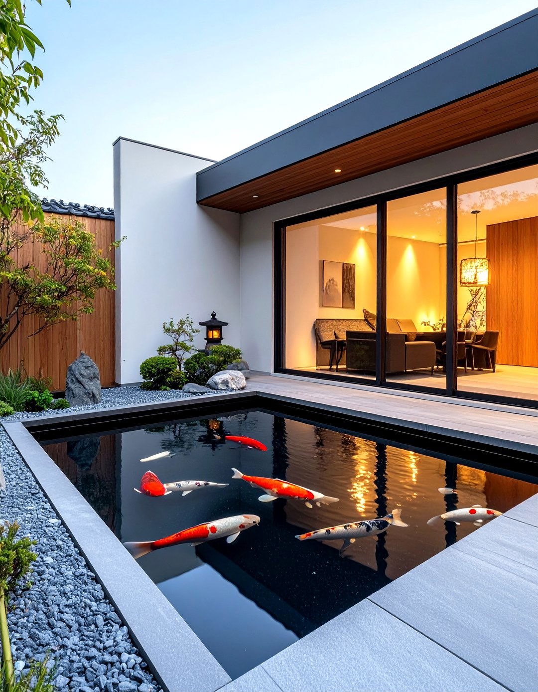 Minimalist Rectangle Black Pen Koi Pond - 25 koi pond ideas
