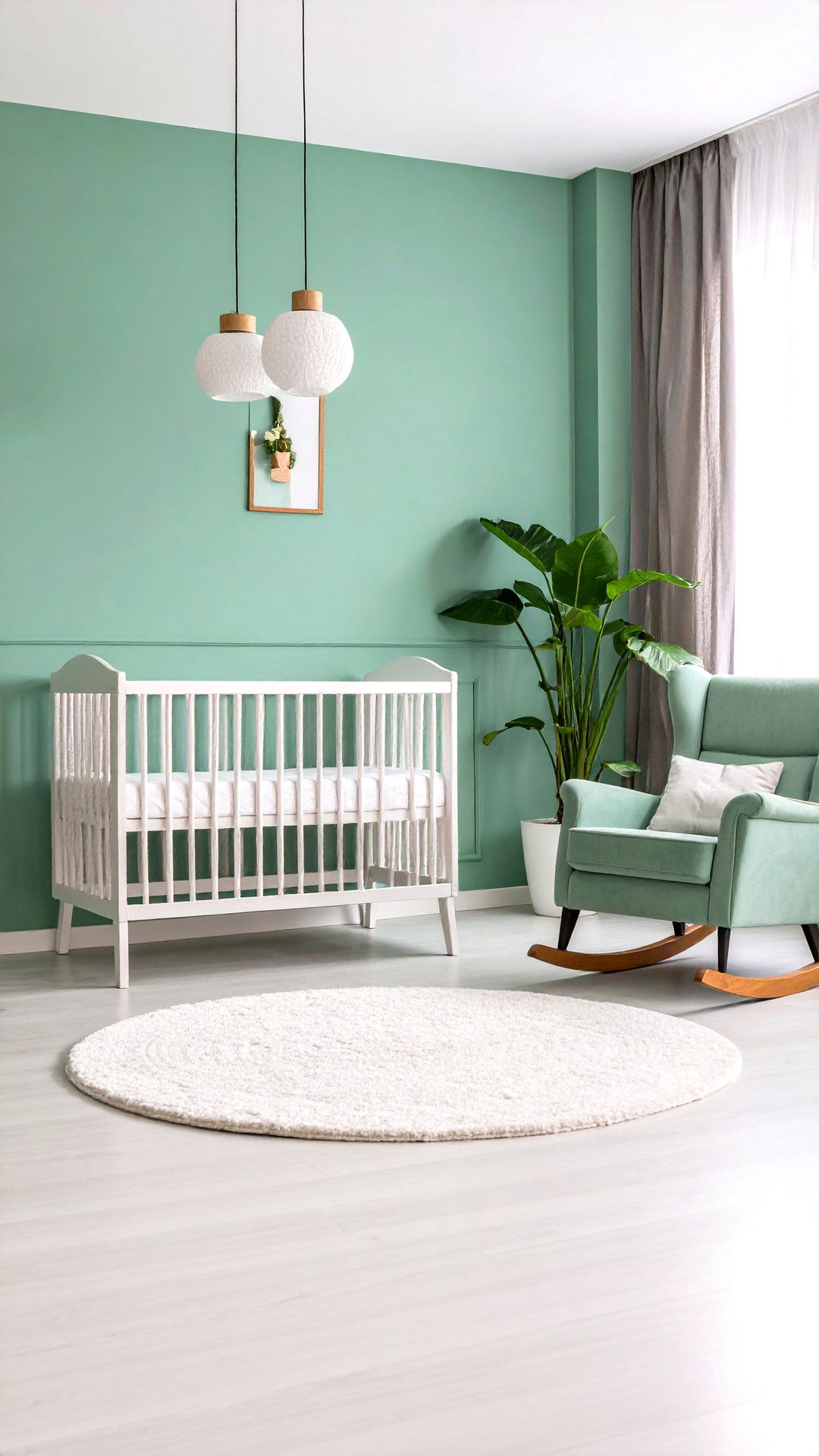 Mint and White Minimalist Green Nursery - 25 green nursery ideas