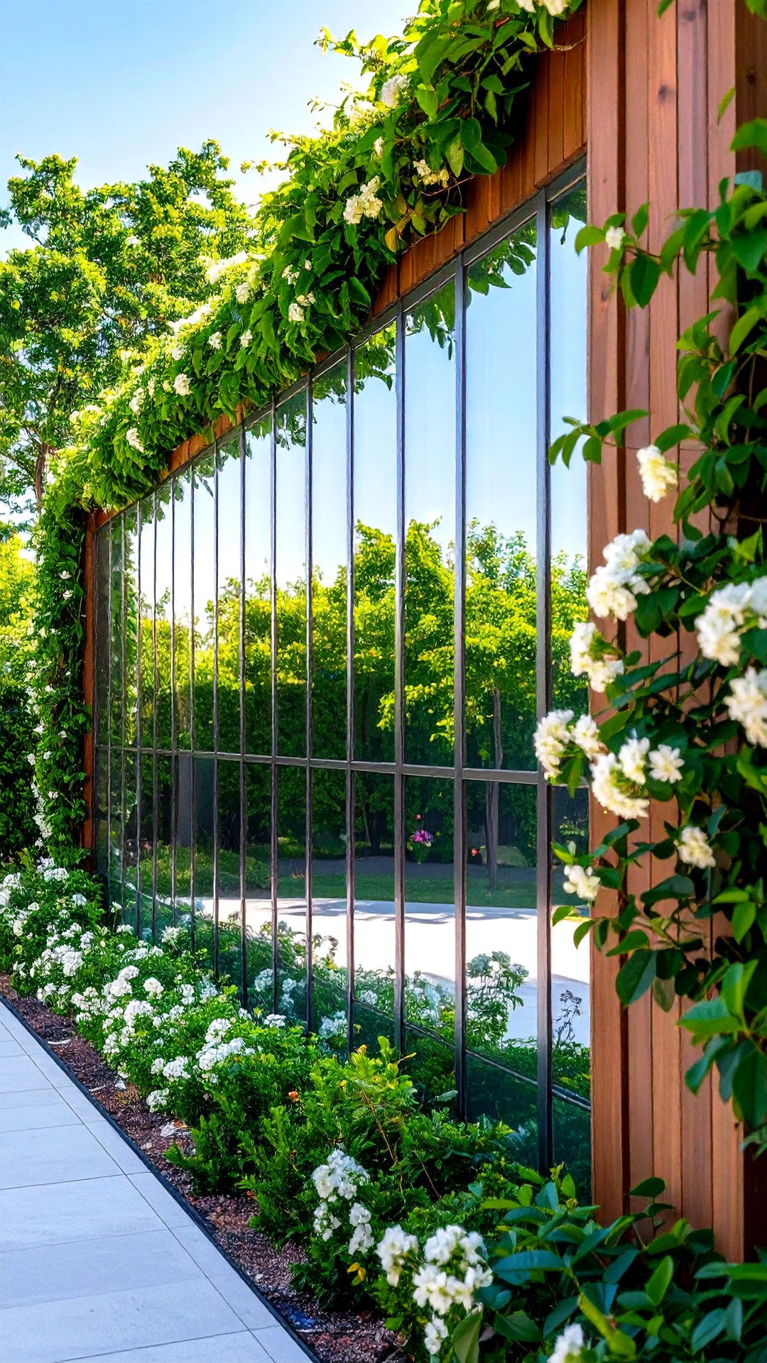 Mirror Clad Garden Wall to Amplify Light - 25 garden wall ideas