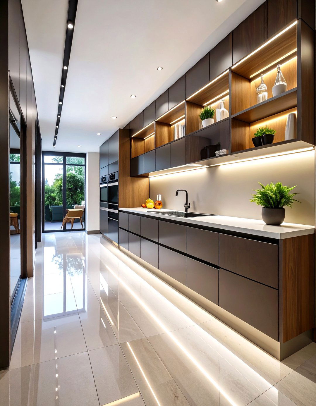 Mirror Magic Widens Your Galley Kitchen - 25 galley kitchen ideas