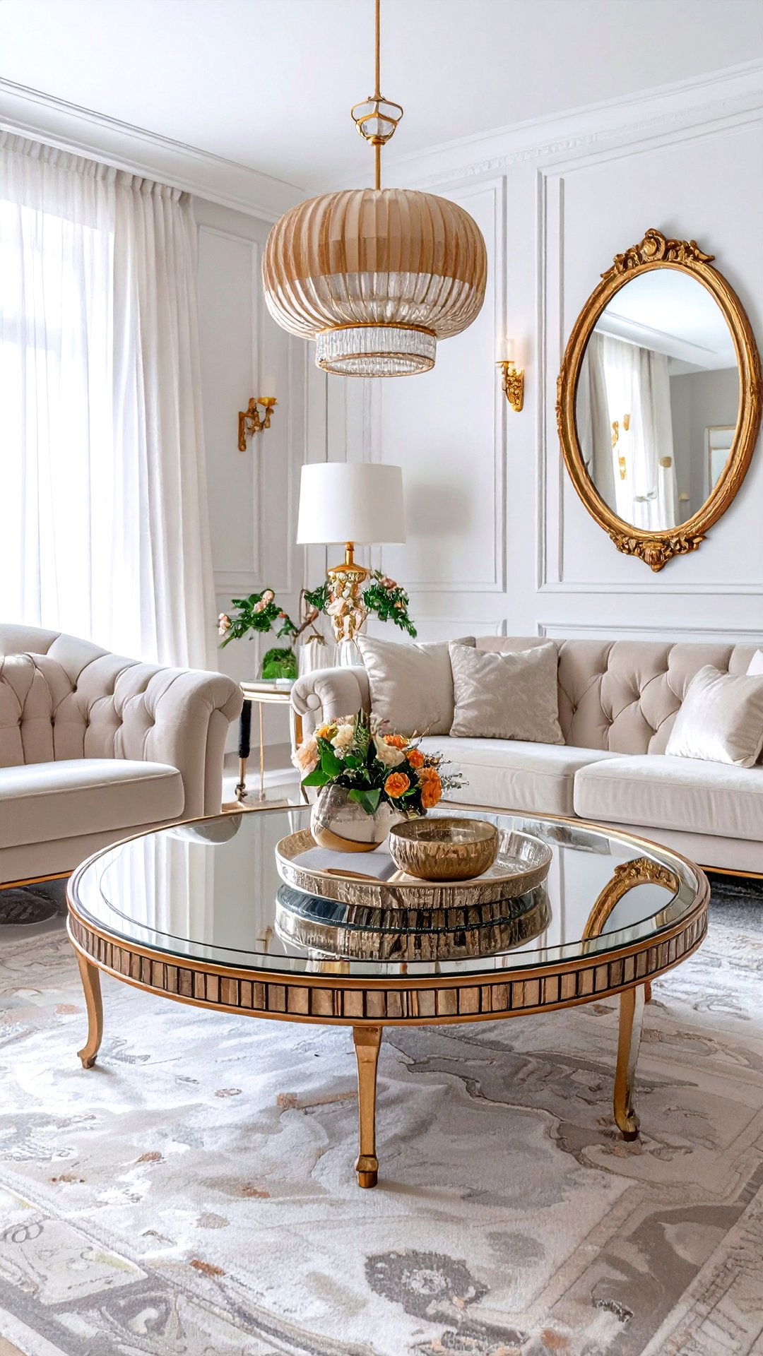 Mirrored Coffee Tables Flash Deco Glam in the Living Room - 25 art deco living room ideas