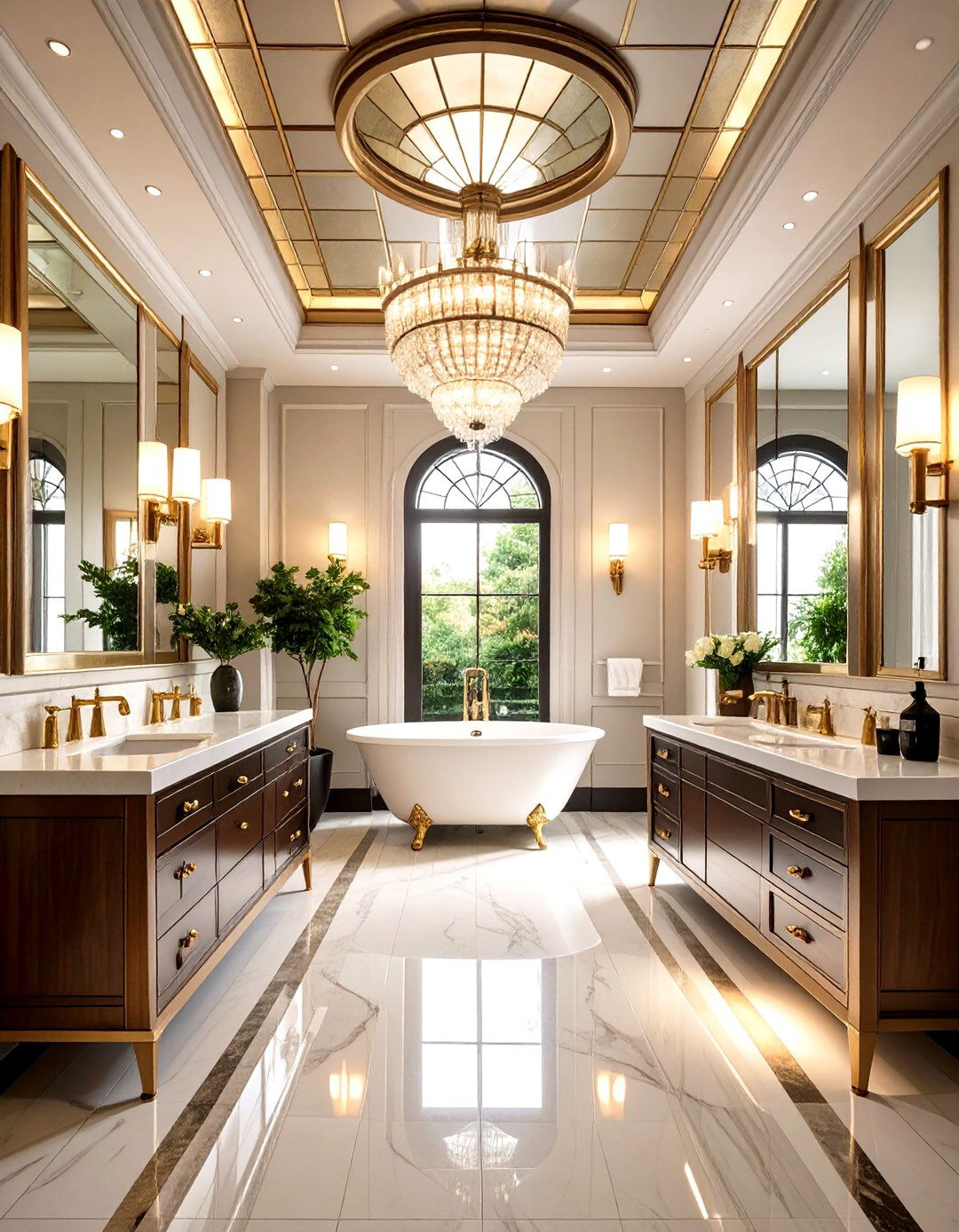 Mirrored Surfaces and Panels in Art Deco Bathrooms - 25 art deco bathroom ideas