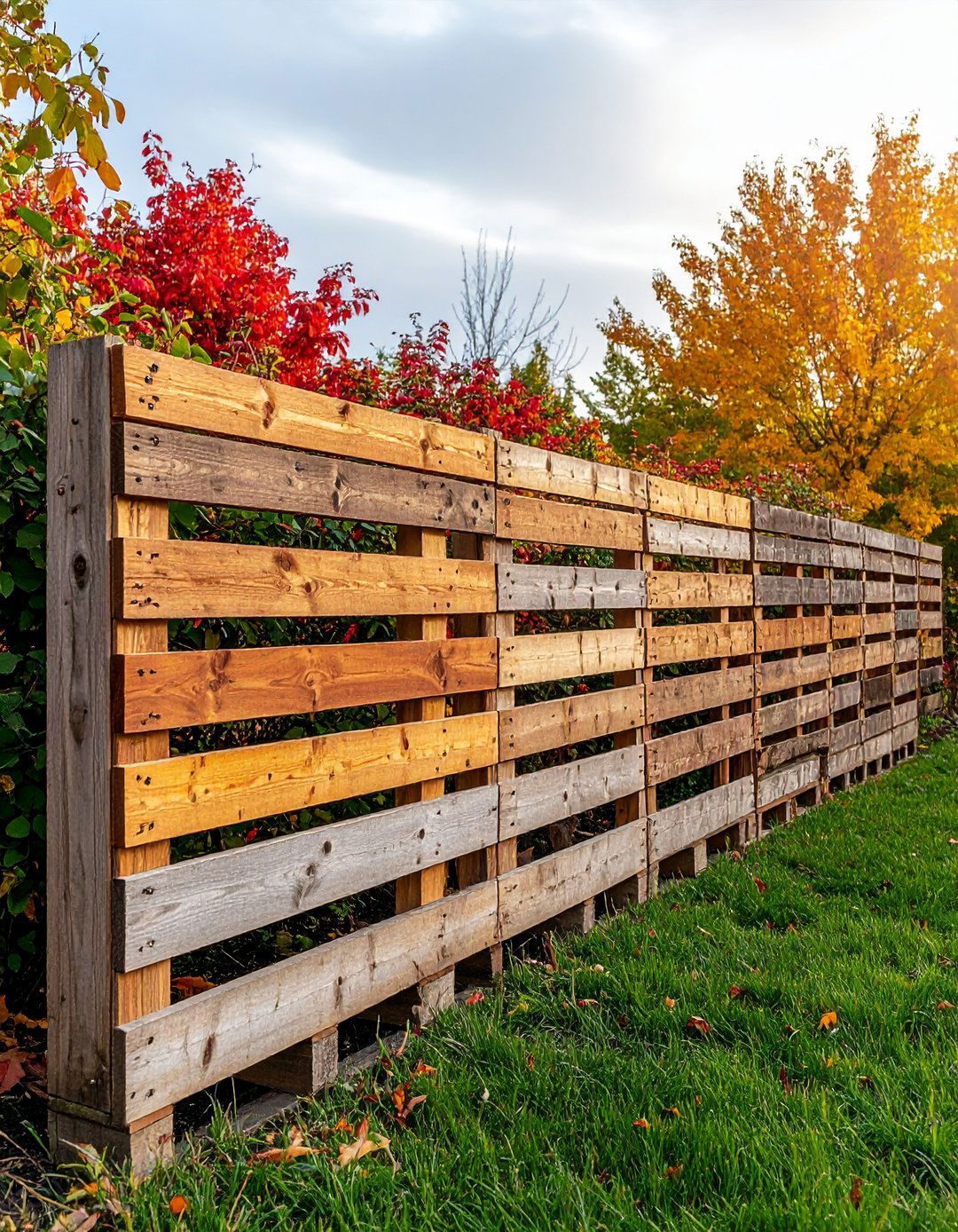 Mismatched Rustic Pallet Fence - 25 pallet fence ideas