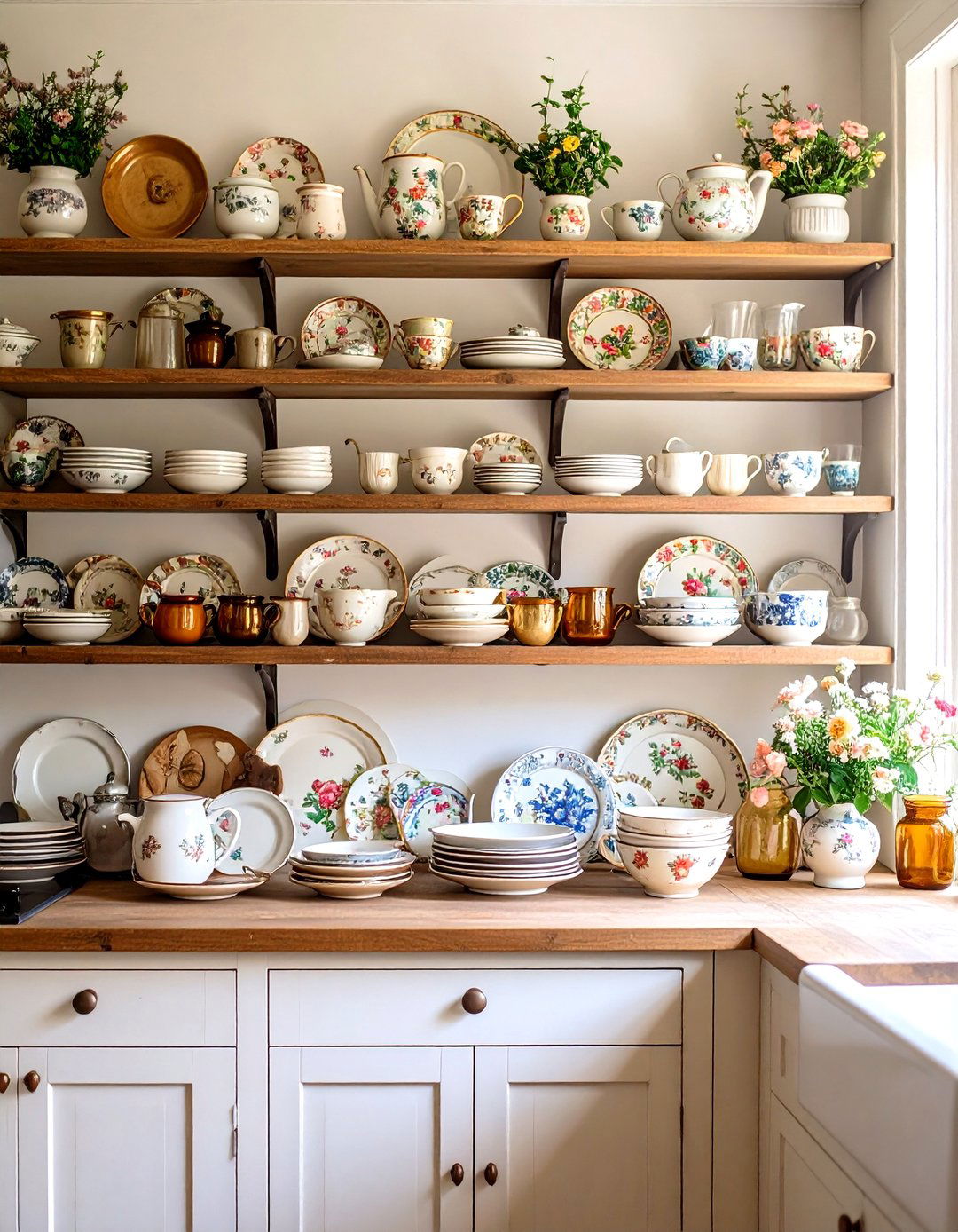 Mismatched Vintage Dishware Animate a Boho Kitchen - 25 boho kitchen ideas
