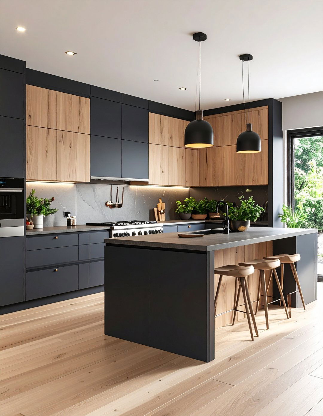 Mix Contrasting Upper and Lower Cabinetry - 25 one wall kitchen ideas