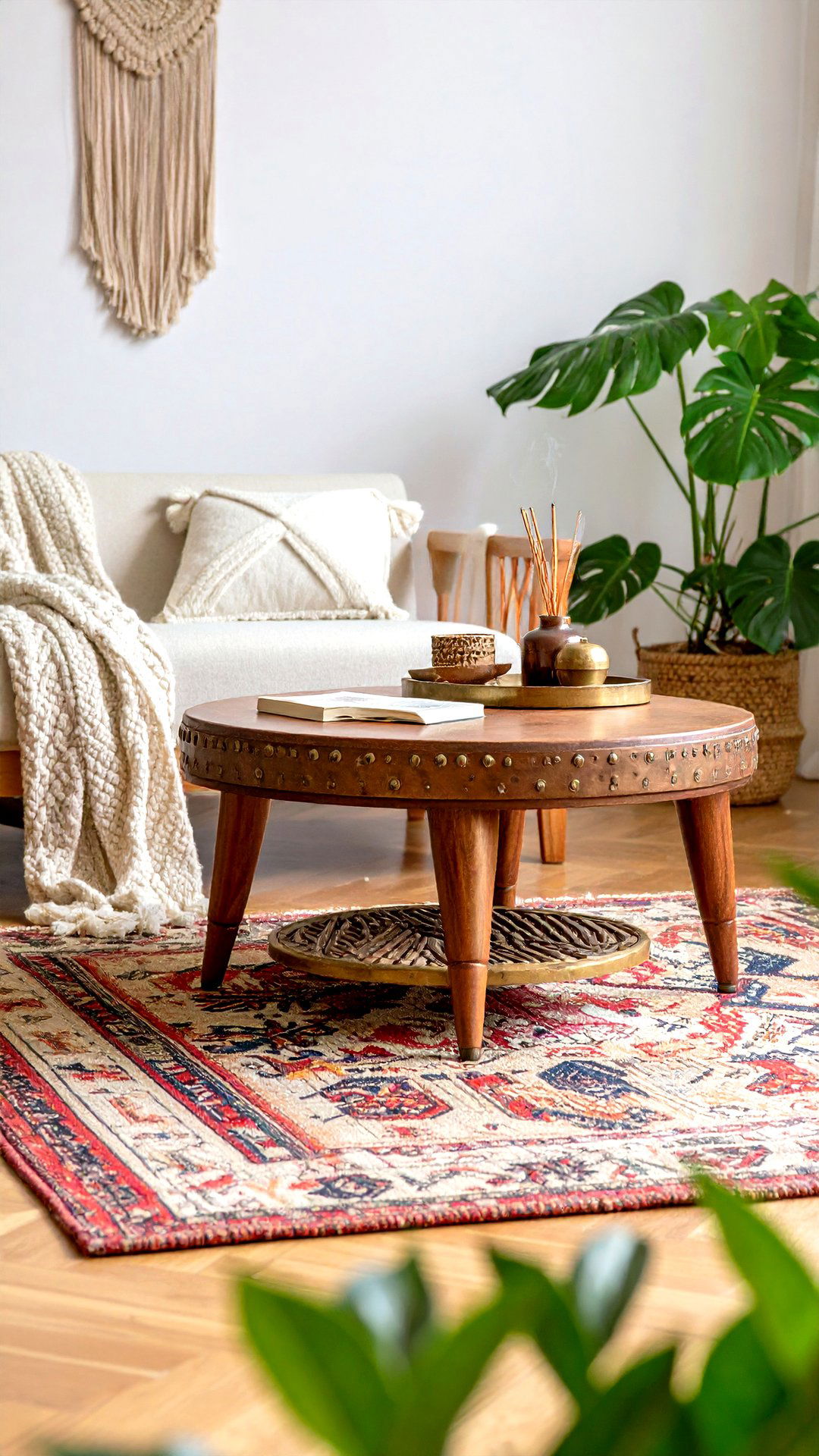 Mix Eclectic Vintage Coffee Tables in Your Boho Living Room - 25 colorful boho living room ideas