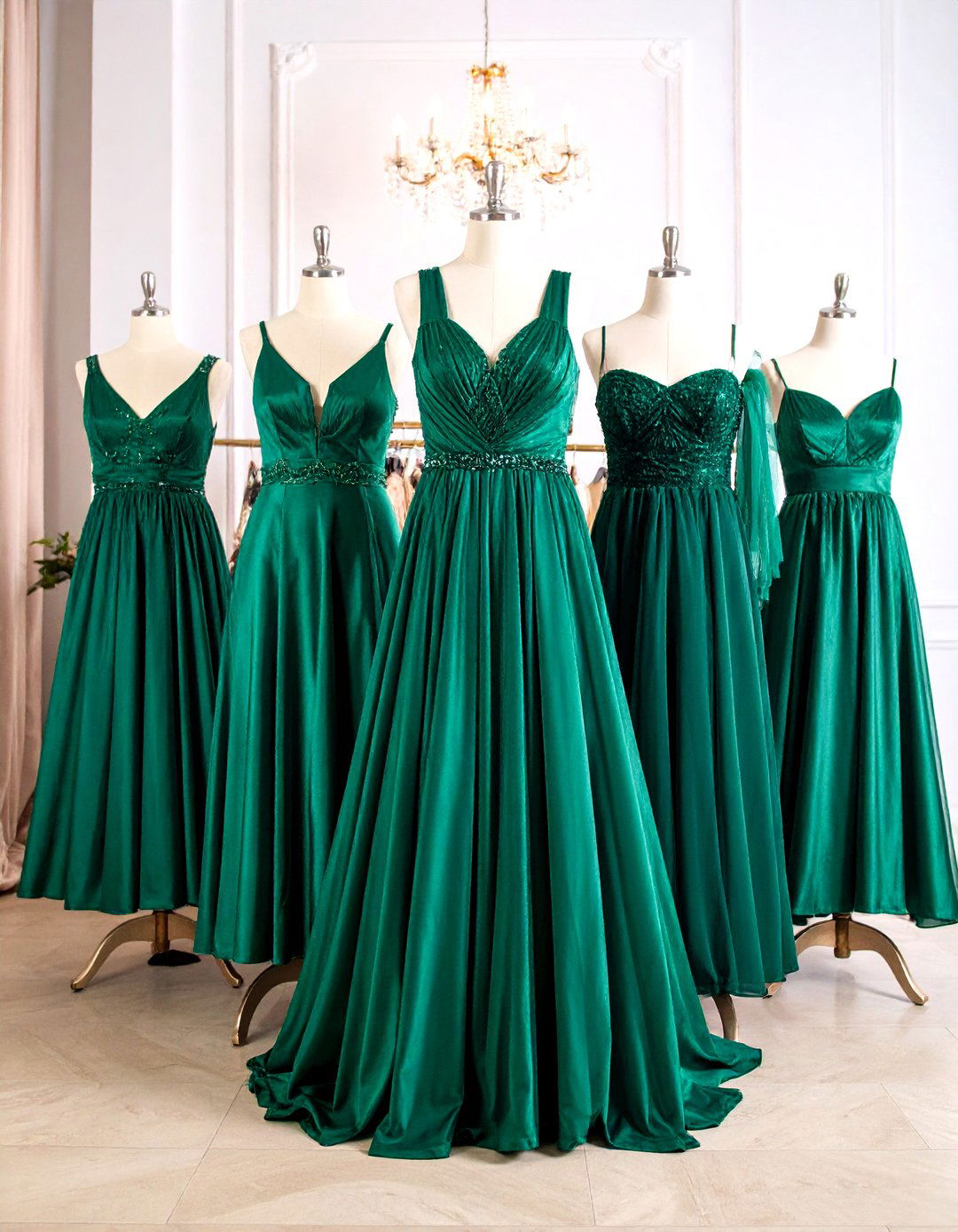 Mix and Match Bridesmaid Dresses in Lush Emerald - 25 emerald green wedding ideas