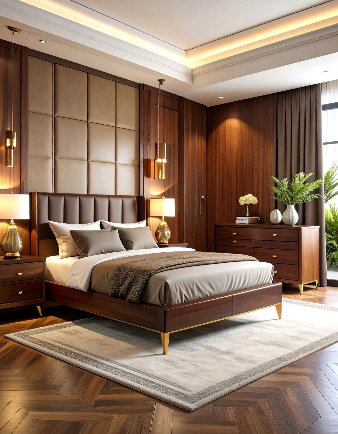 Mixed Exotic Woods Adding Warmth to an Art Deco Bedroom - 25 art deco bedroom ideas