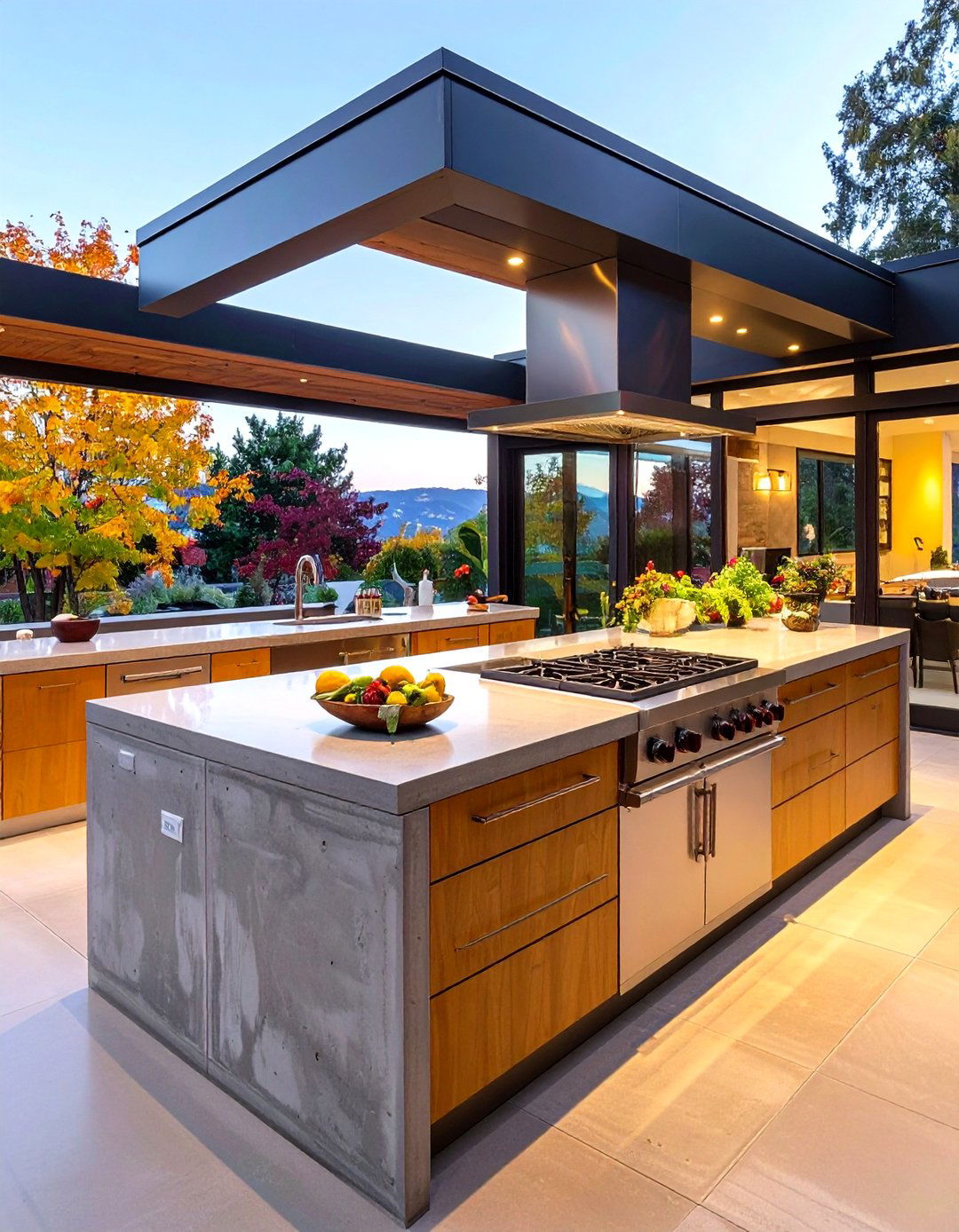 Mixed Media Concrete and Steel Countertop - 25 outdoor kitchen countertop ideas