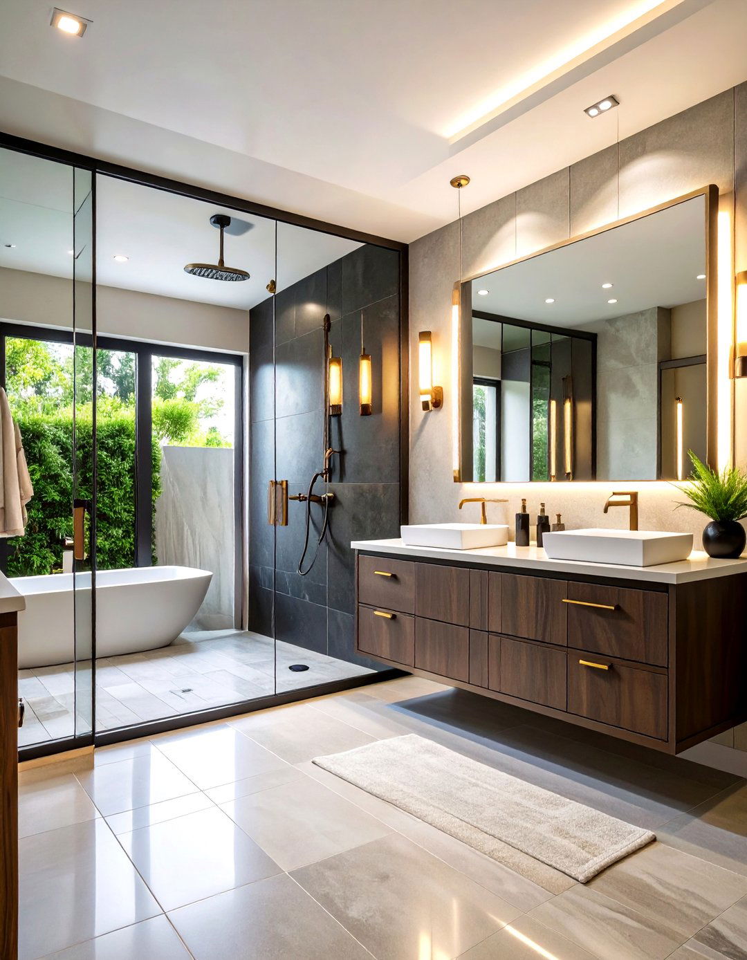 Mixed Metal Fixtures for a Layered Ensuite Bathroom Look - 25 ensuite bathroom ideas