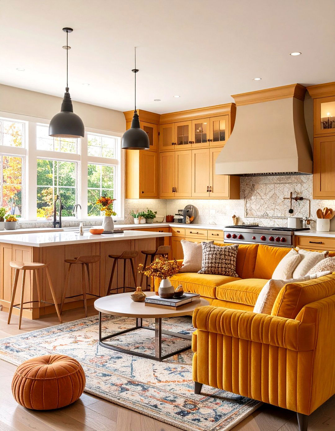 Mixing Textures for Warmth - 25 open kitchen living room ideas