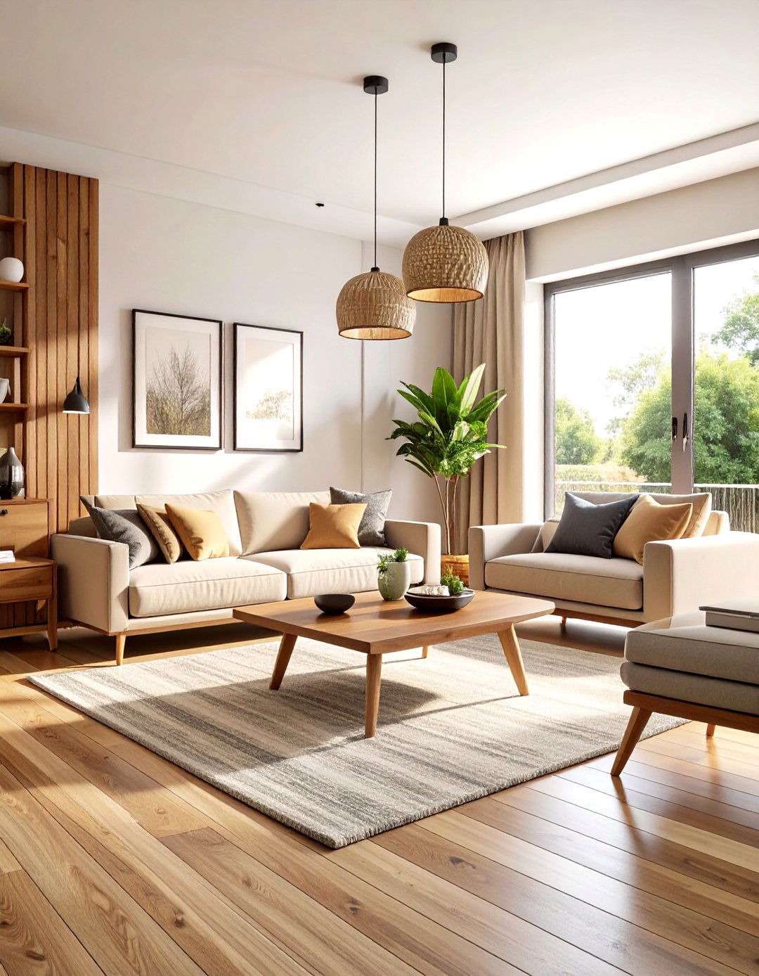Mixing Wood Tones for Depth in a Neutral Living Room - 25 neutral living room ideas