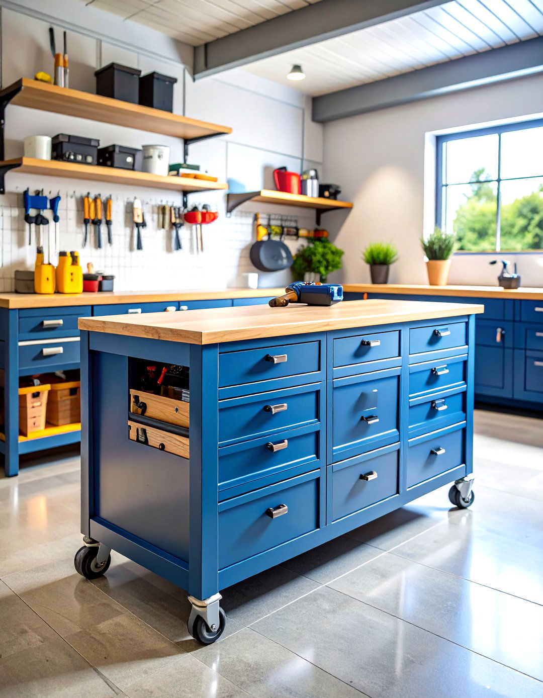 Mobile Garage Workbench with Deep Storage Drawers - 25 garage workbench ideas
