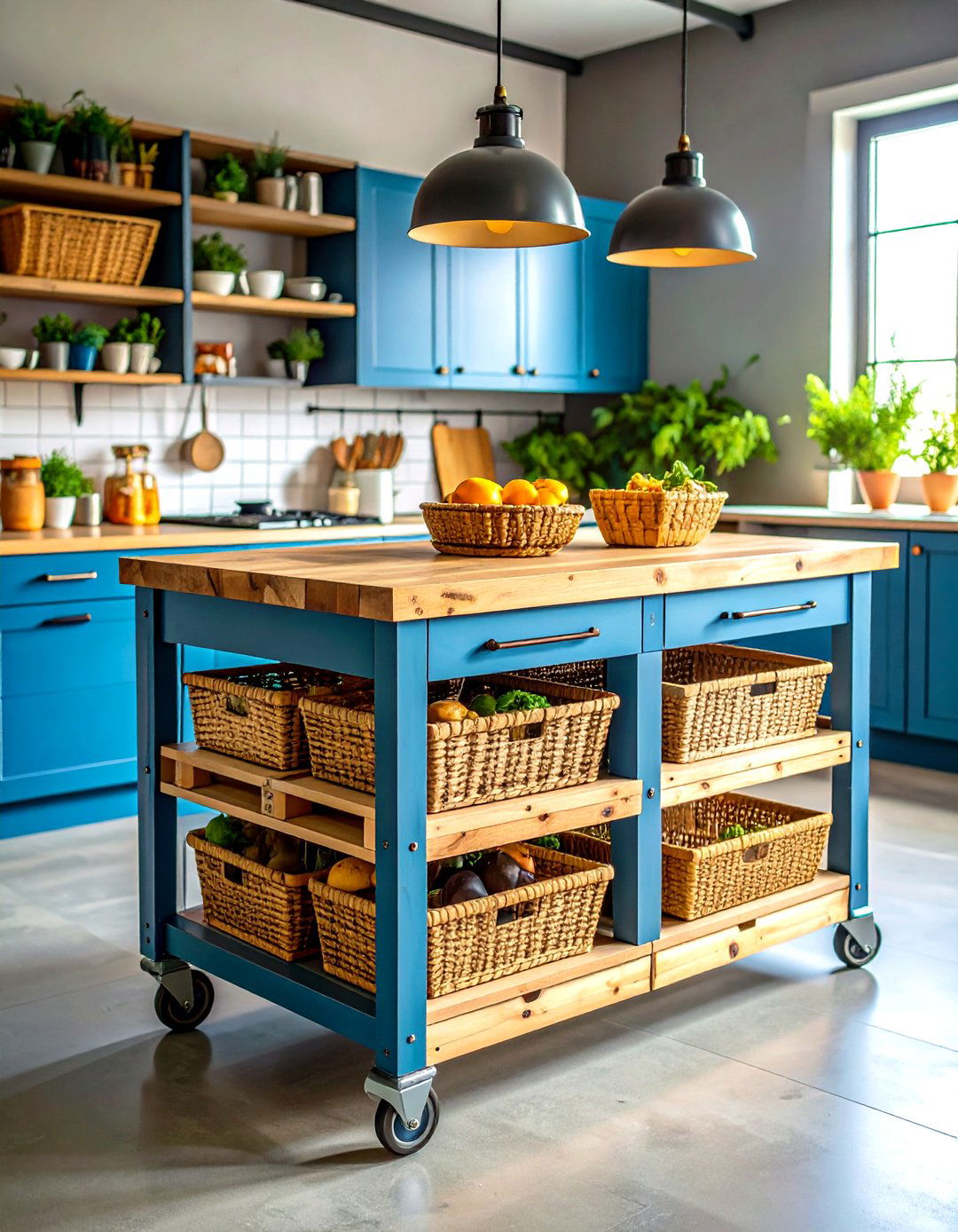 Mobile Pallet Kitchen Island Cart - 25 pallet furniture ideas