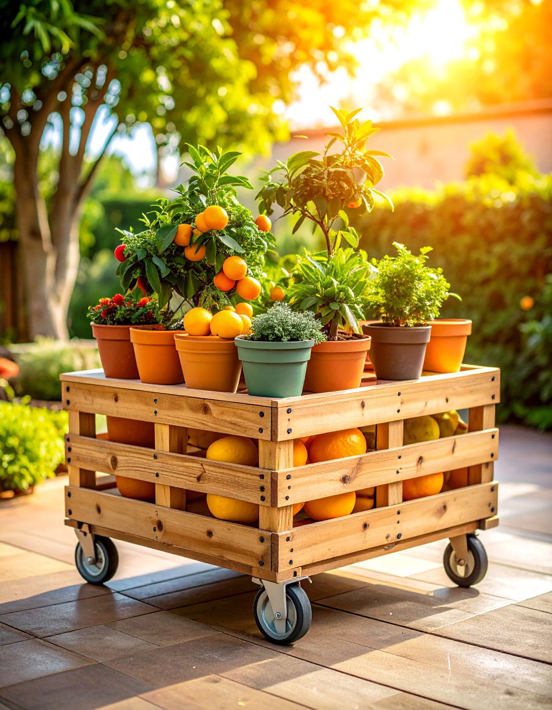 Mobile Pallet Planter Cart - 25 pallet garden ideas