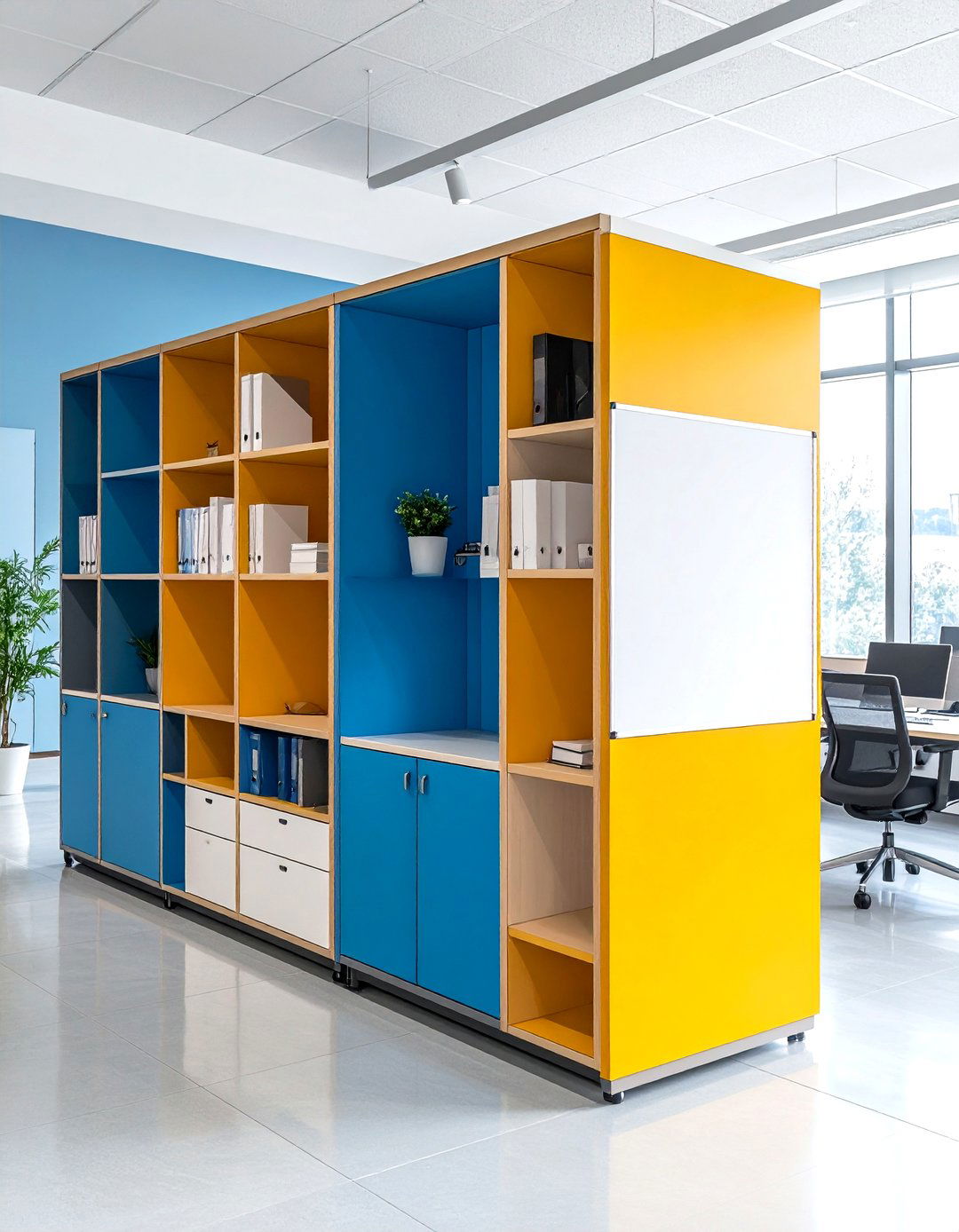 Mobile Partition With Built In Office Storage - 25 office storage ideas