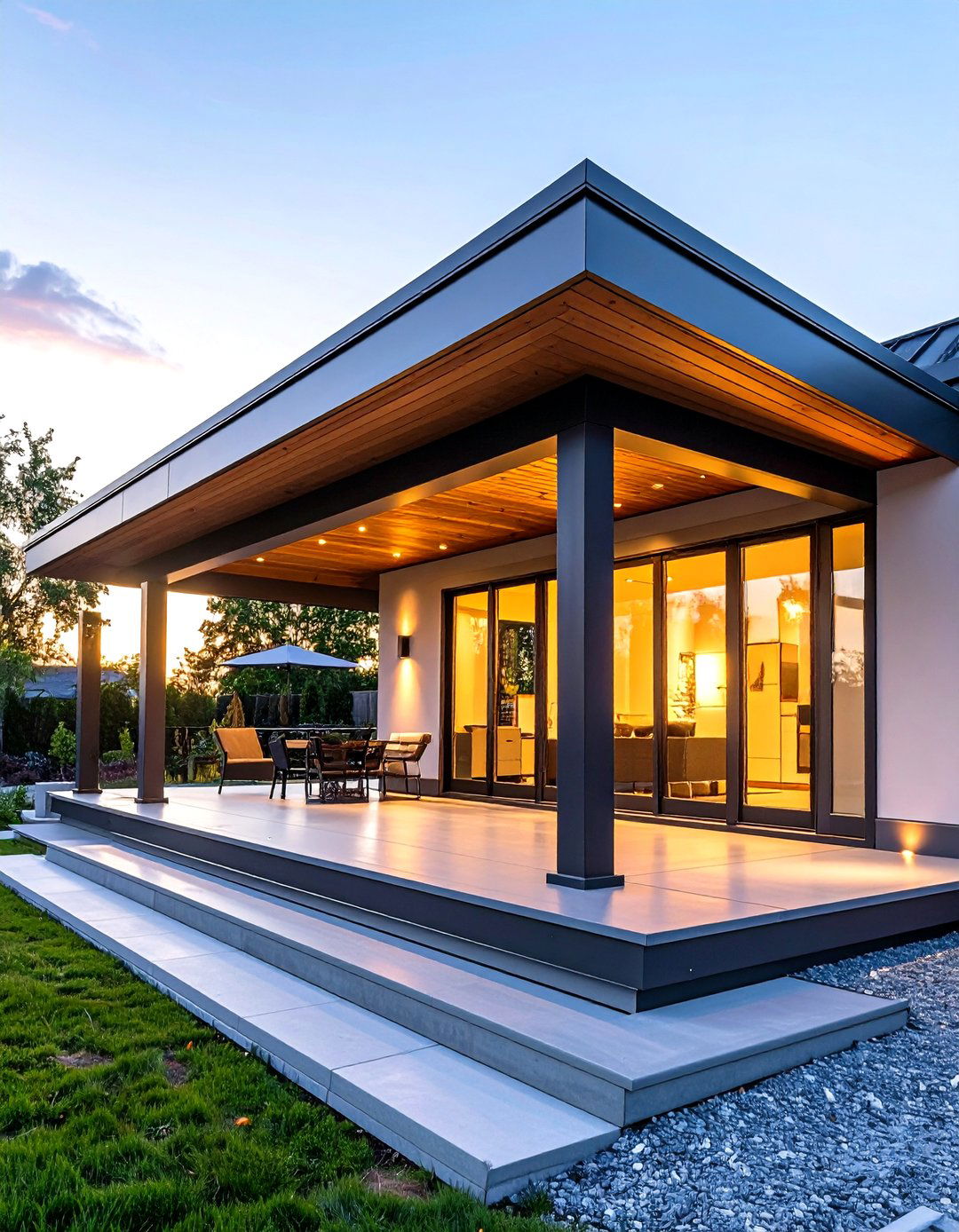 Modern Flat Porch Roof with Parapet - 25 front porch roof ideas