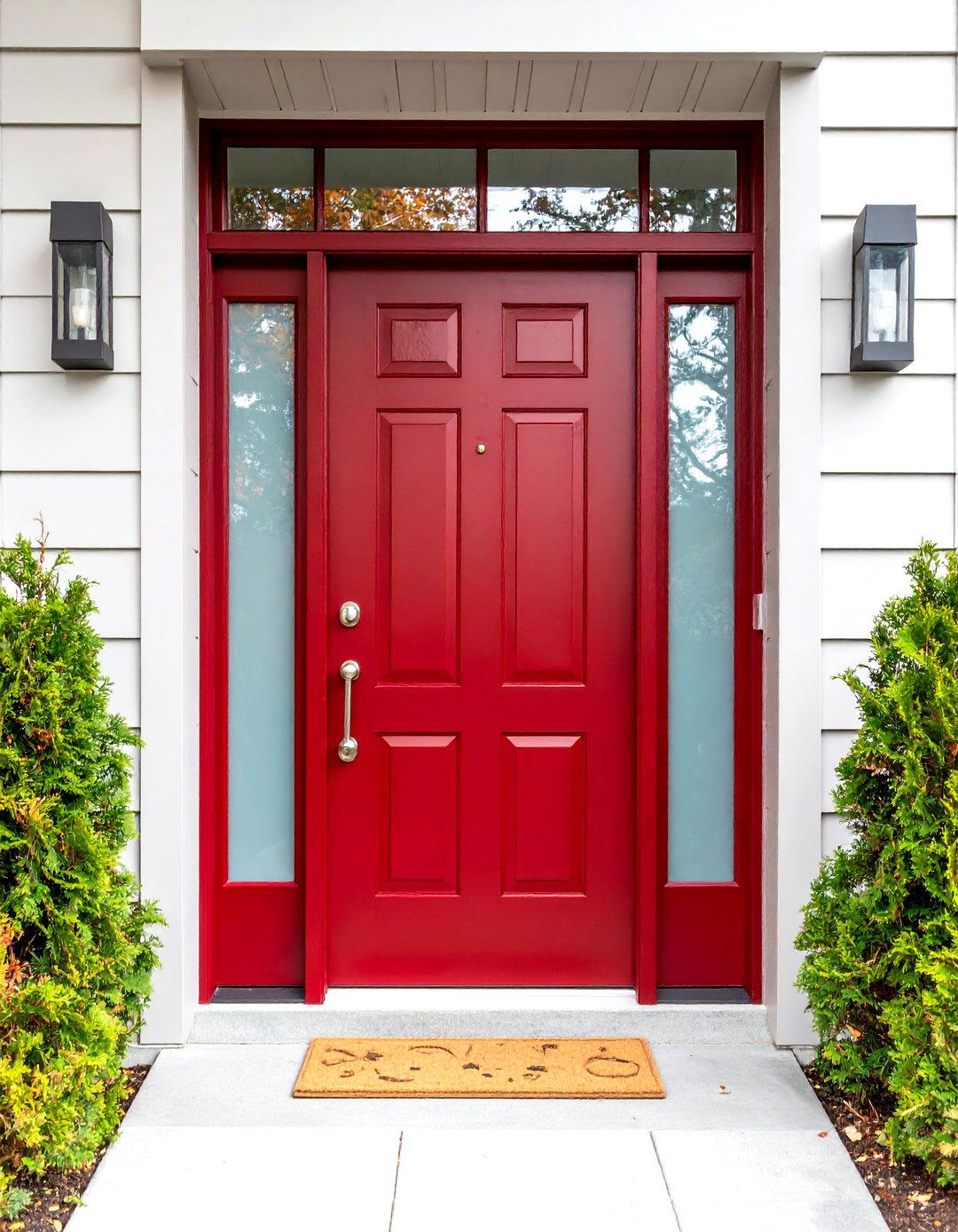 Modern Glass Paneled Dark Red Front Door - 25 dark red front door ideas