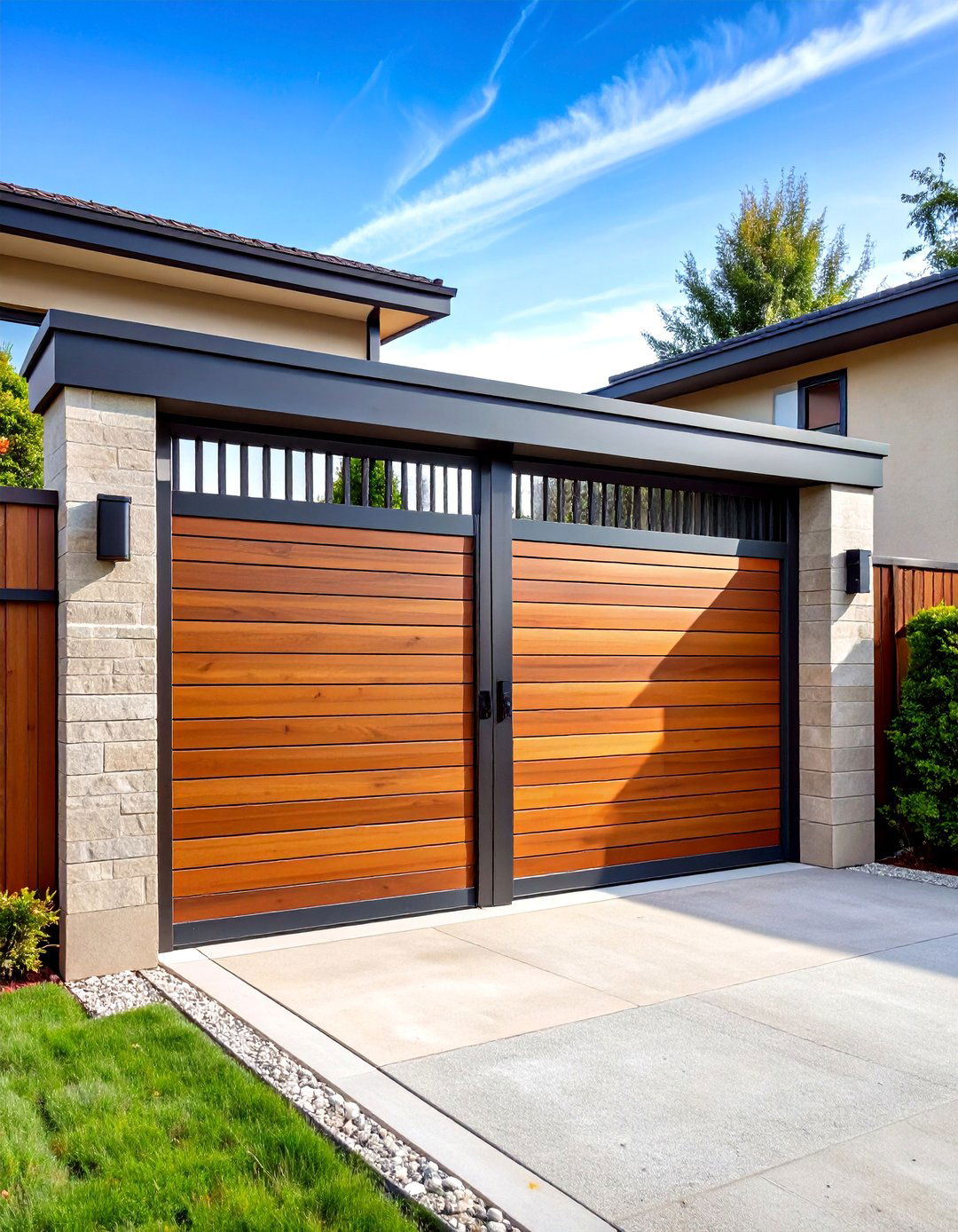 Modern Horizontal Slat Aluminum Sliding Driveway Gate - 25 driveway gate ideas
