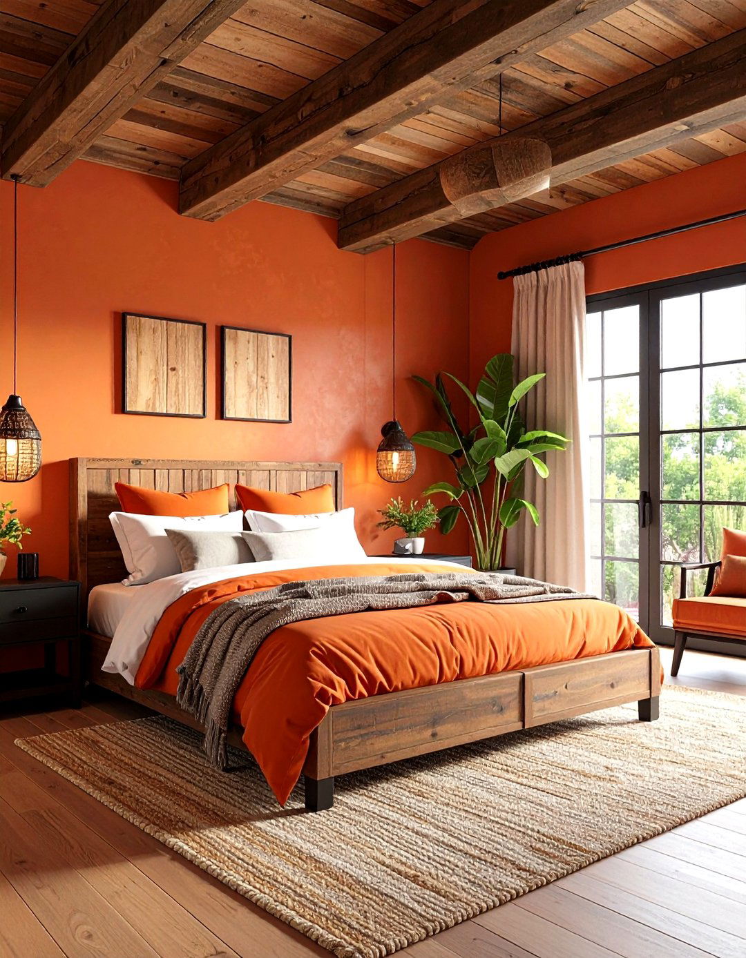 Modern Rustic Terracotta Bedroom With Wood Tones - 25 Terracotta Bedroom Ideas