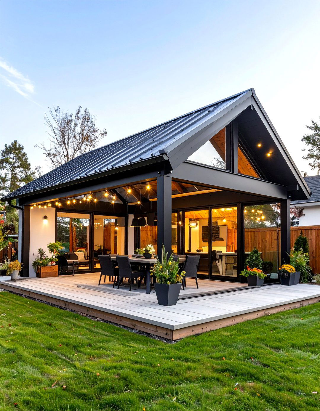 Modern Steel Gable Patio Roof with Slim Profiles - 25 gable patio roof design ideas