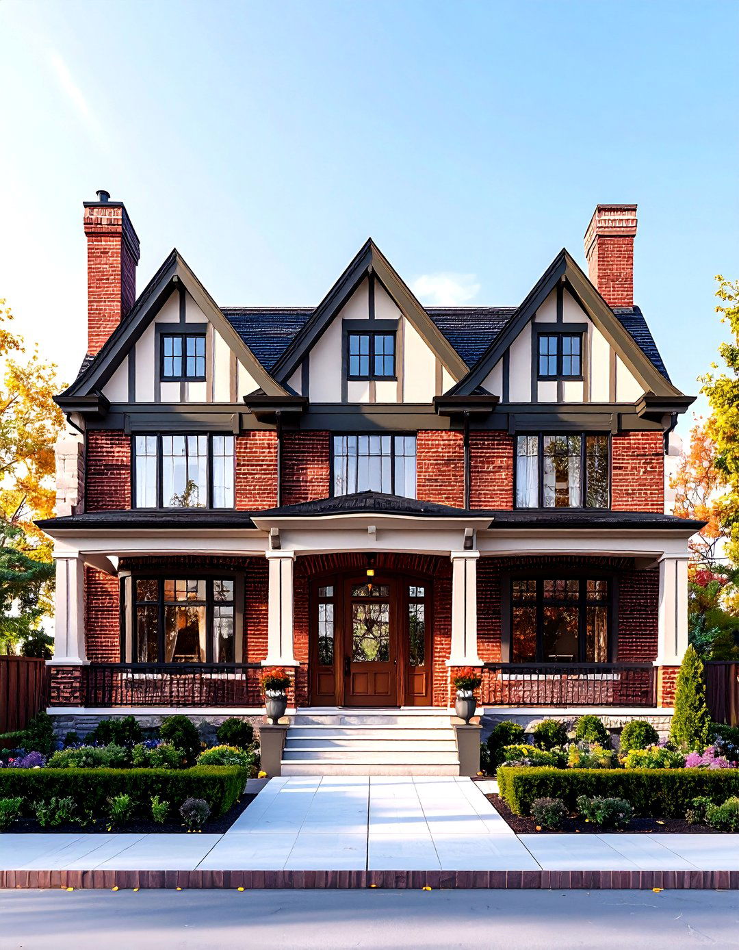Modern Tudor Olive Half Timbers Over Brick - 25 olive green house exterior ideas