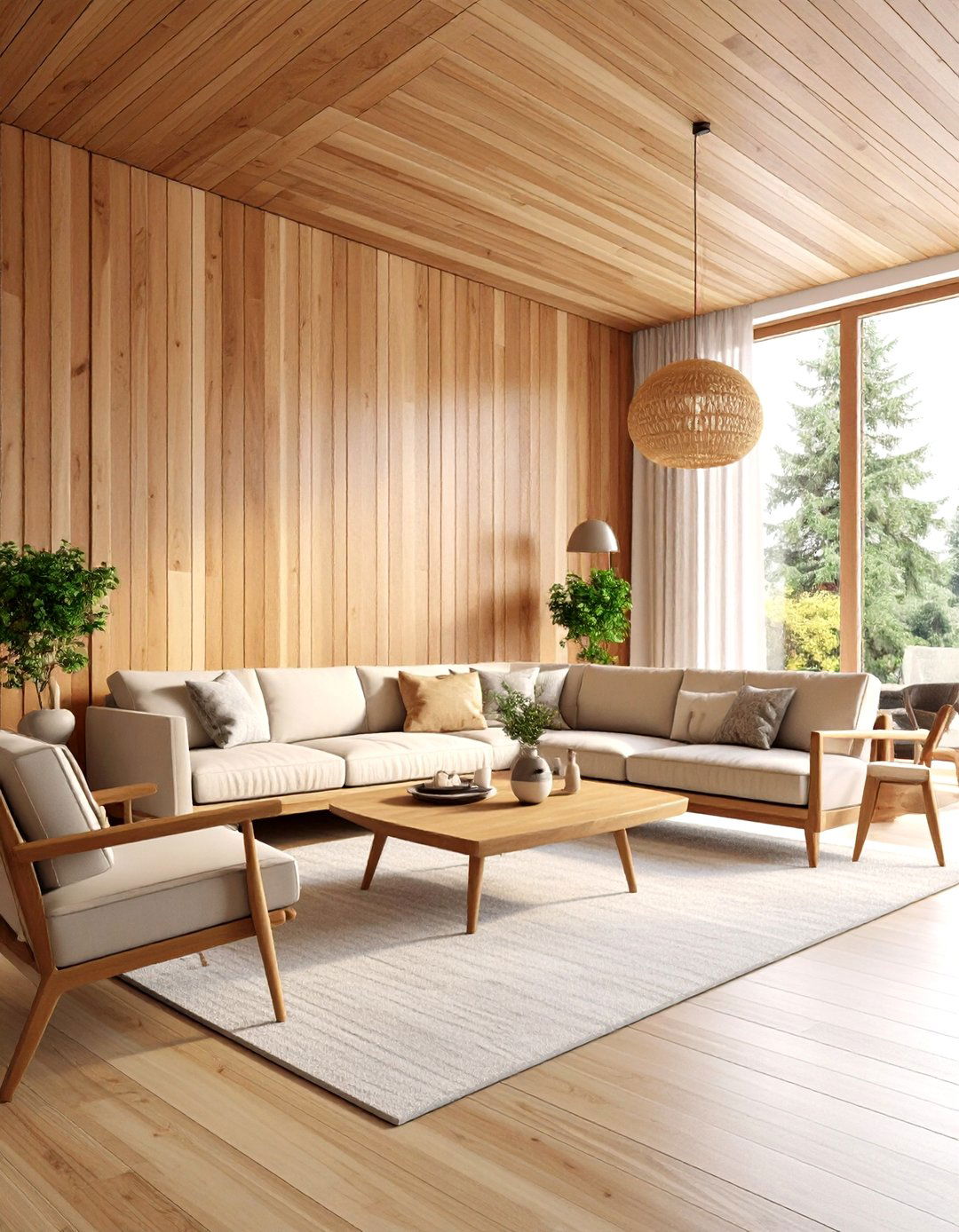 Modern Wood Paneling Warming a s Living Room - 25 70s living room ideas