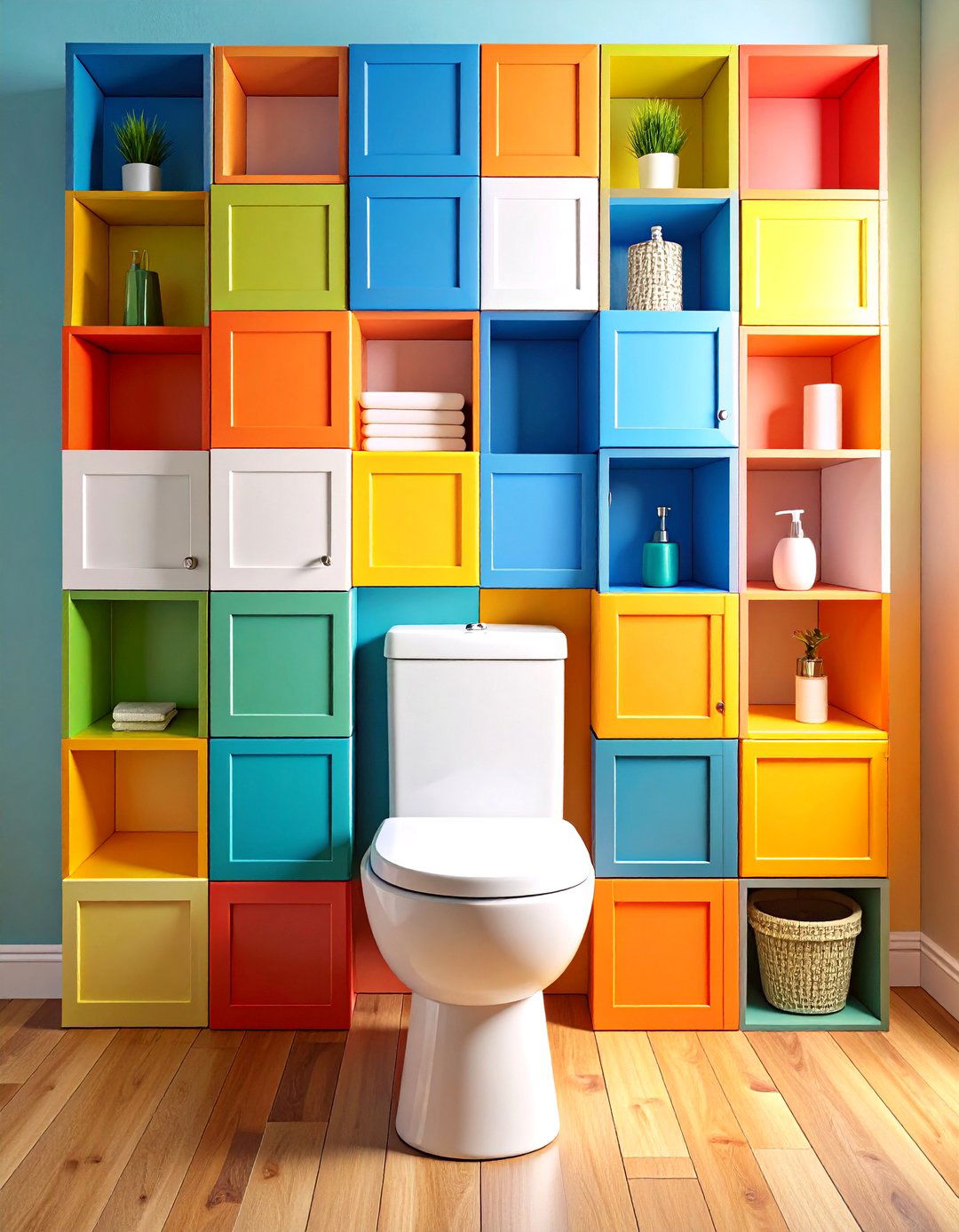 Modular Cube System for Custom Heights - 25 over toilet storage ideas