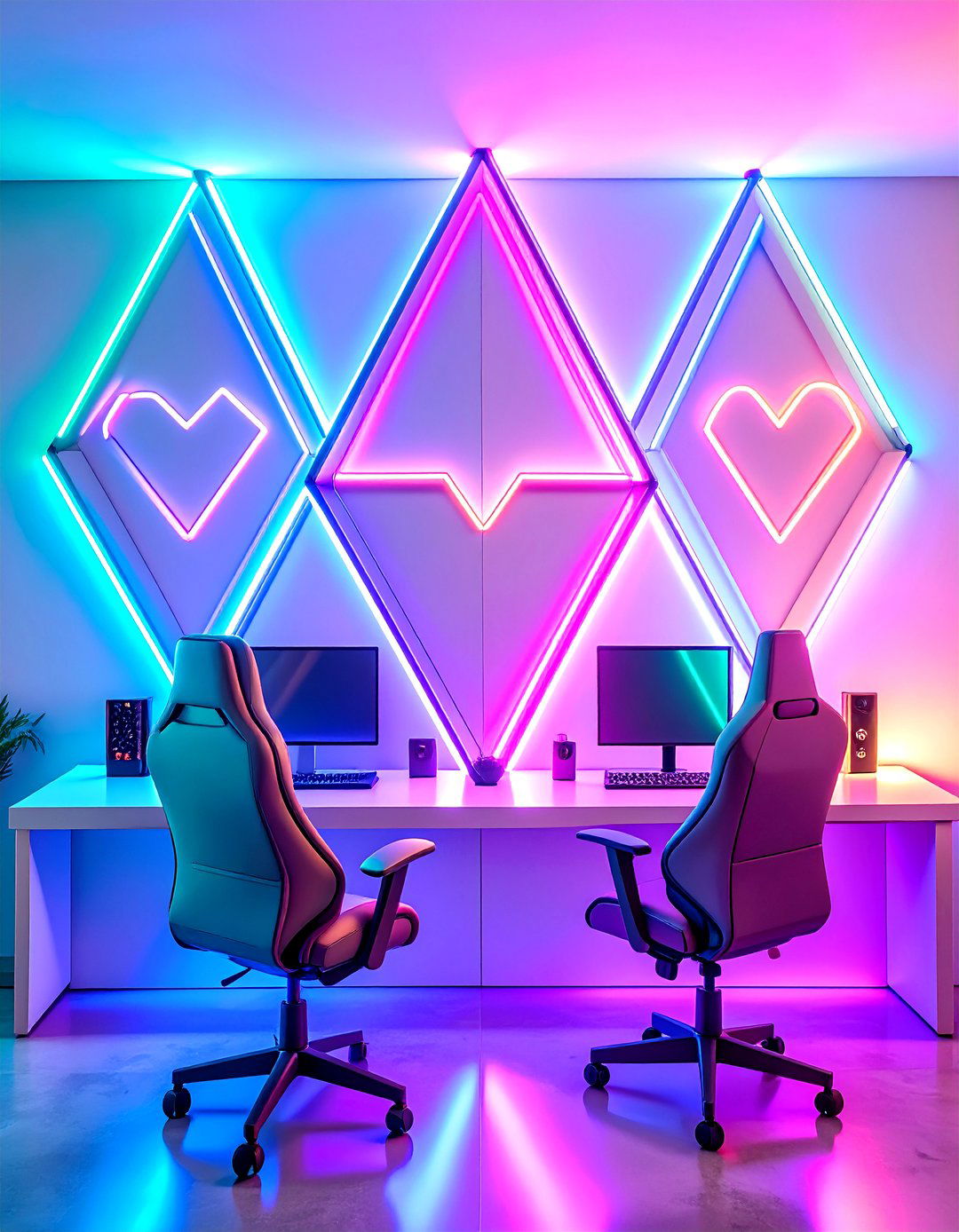 Modular Nanoleaf Panels Spark Wall Art in Gamer Girl Room - 25 gamer girl room ideas