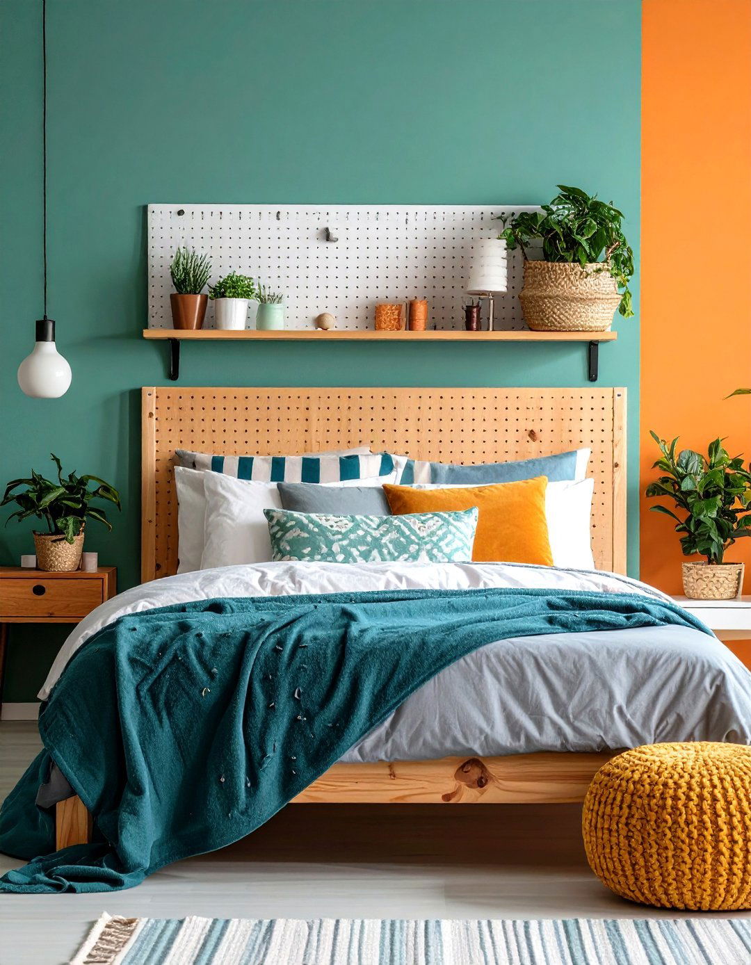 Modular Pegboard for Customizable Storage - 25 no headboard ideas