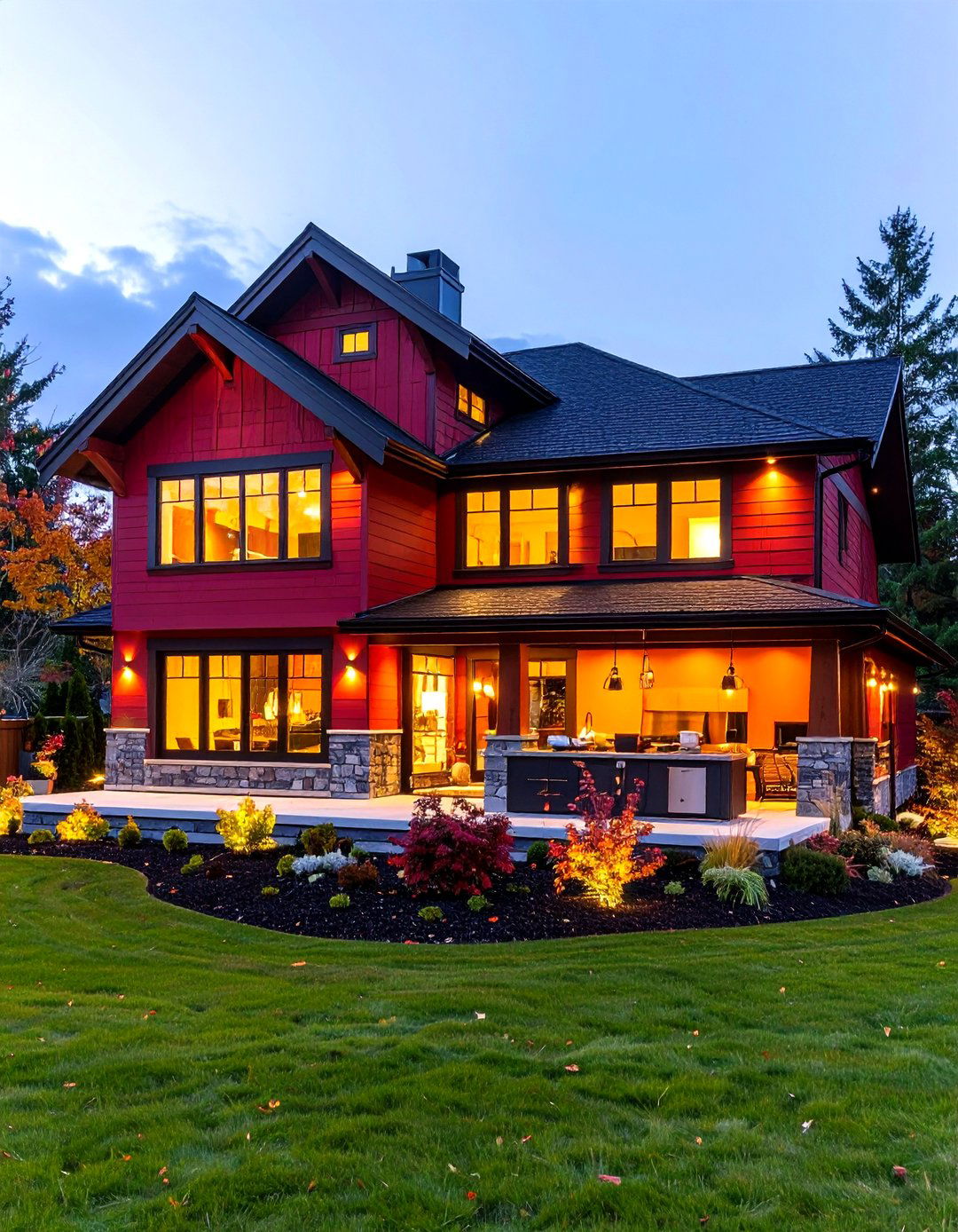 Moire Black Roof Makes a Bold Last Act - 25 dark red house exterior ideas