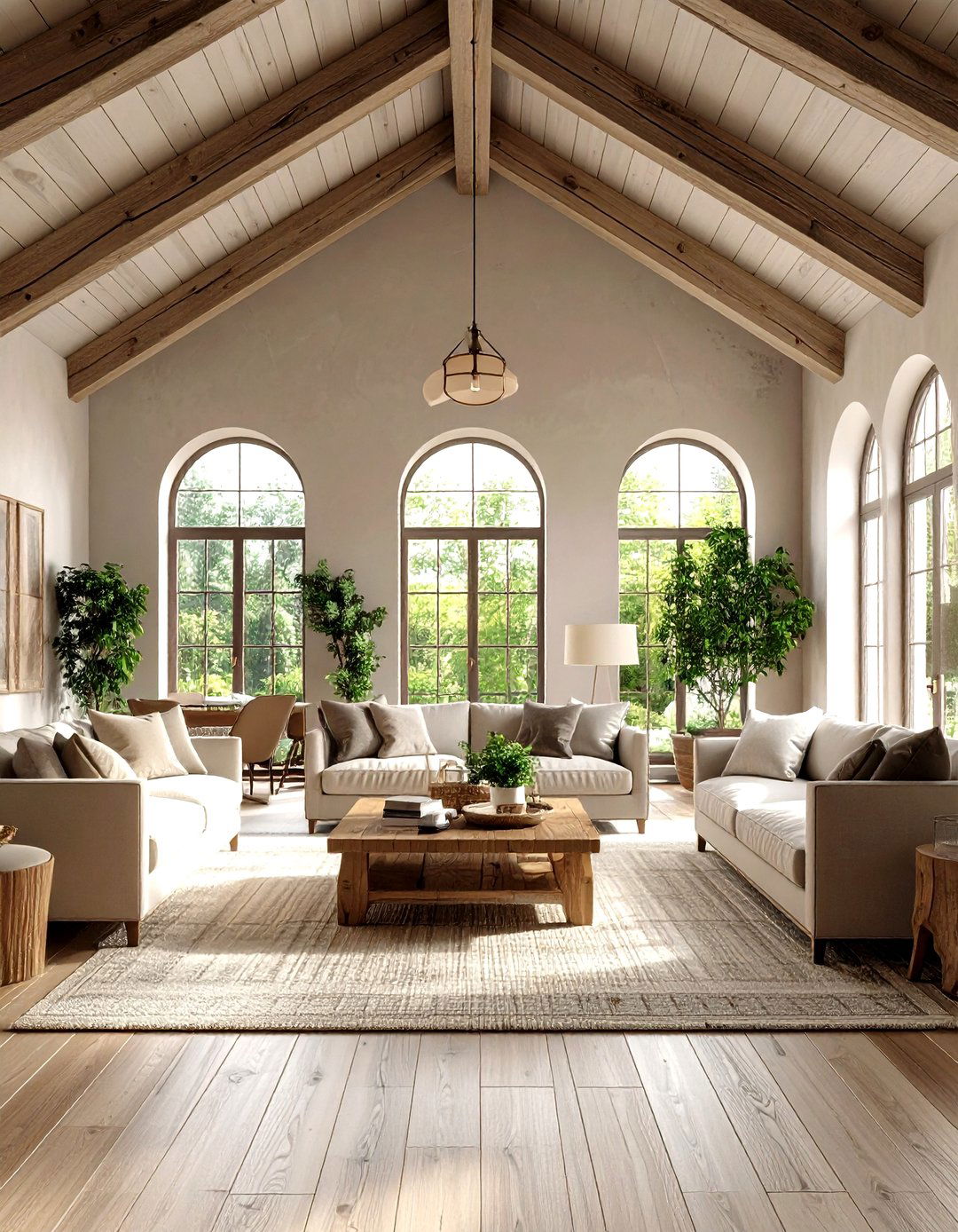 Monochromatic Color Scheme To Unify Space - 25 open concept vaulted ceiling living room ideas