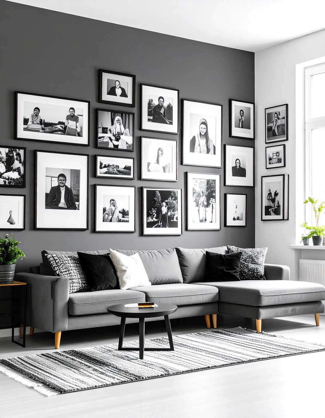 Monochrome Black and White Family Picture Wall - 25 family picture wall ideas