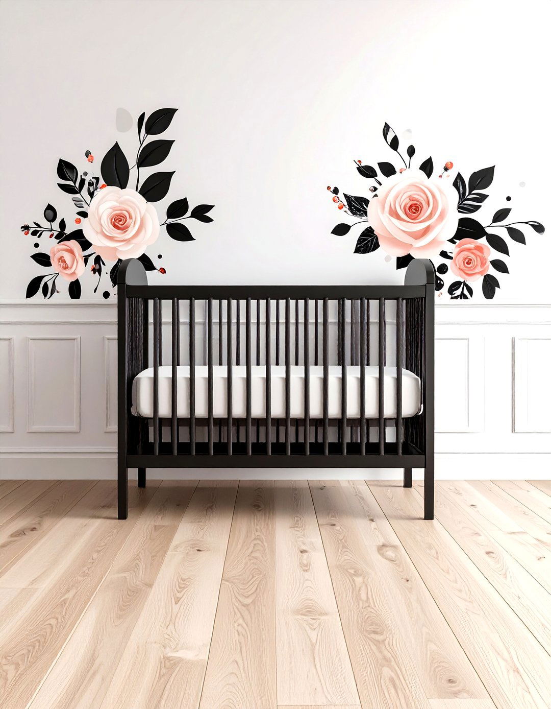 Monochrome Black and White Floral Nursery Drama - 25 floral nursery ideas