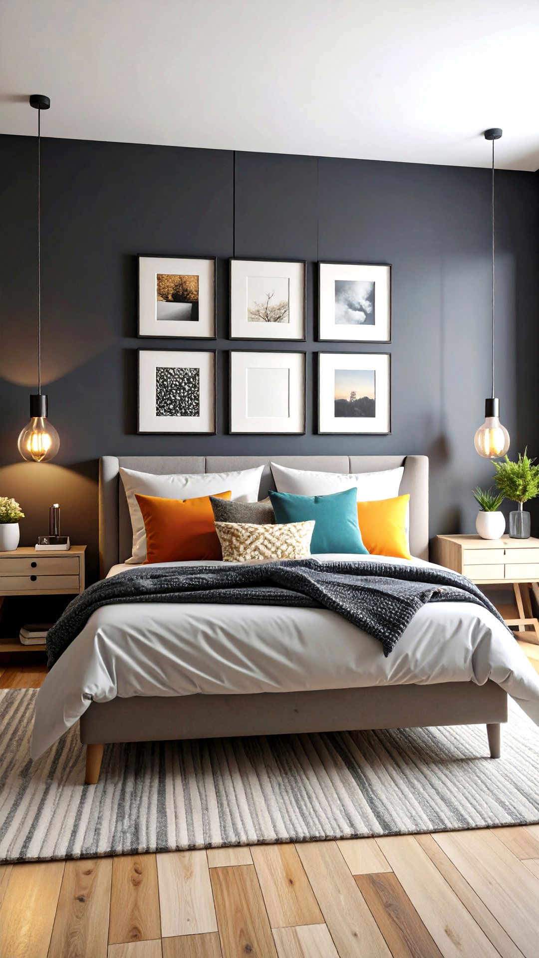 Monochrome Gallery Grid - 25 black accent wall bedroom ideas