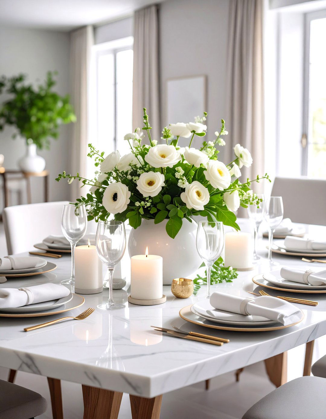 Monochrome Marble Dining Table Statement - 25 dining table decor ideas