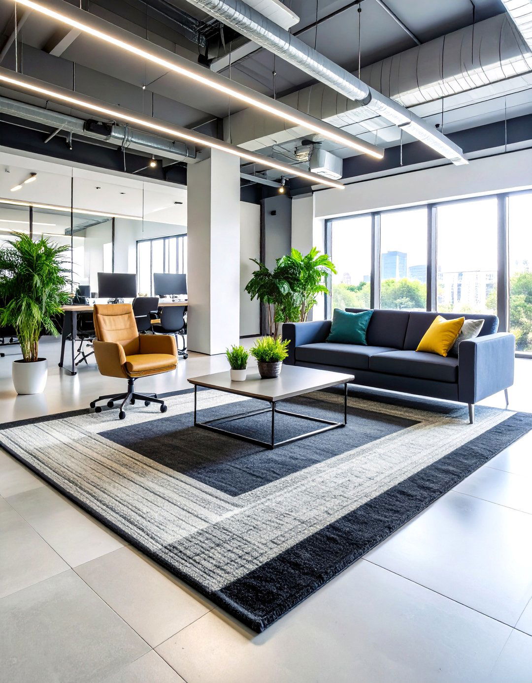 Monochrome Minimalist Rug for a Modern Edge - 25 office rug ideas