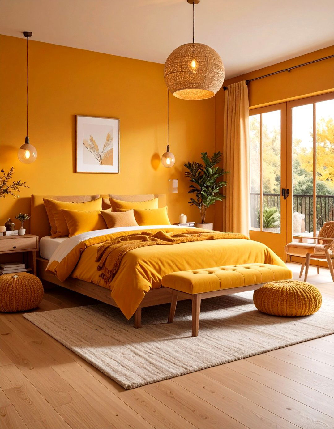 Monochrome Saffron Sanctuary - 25 orange bedroom ideas