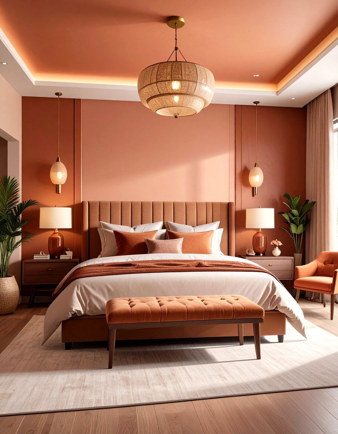 Monochrome Terracotta Bedroom Layers of Shade - 25 Terracotta Bedroom Ideas